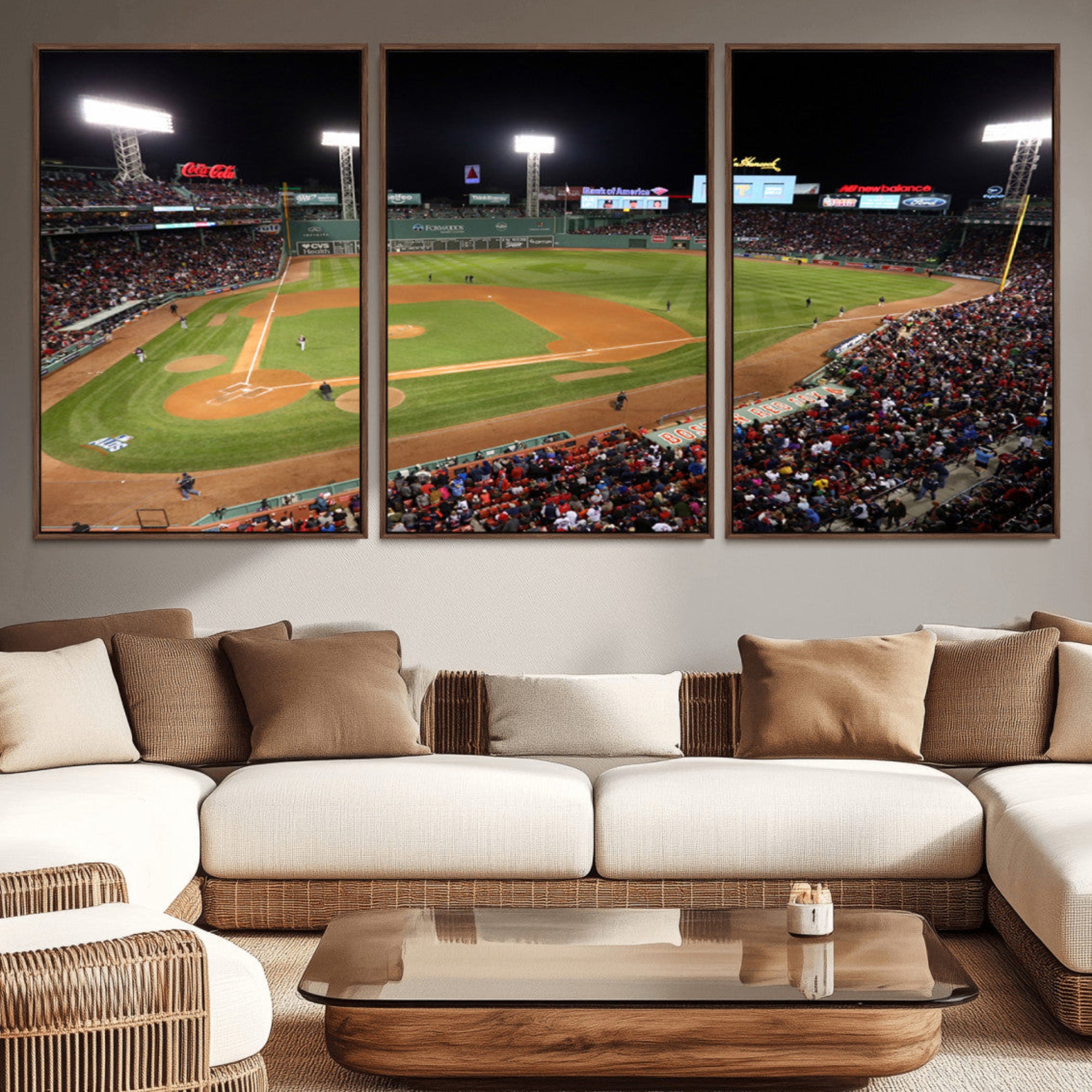 41158-MGV-CV-36X24-Boston Red Sox Baseball Team Print - Massachusetts Fenway Park Stadium Wall Art Canvas Print
