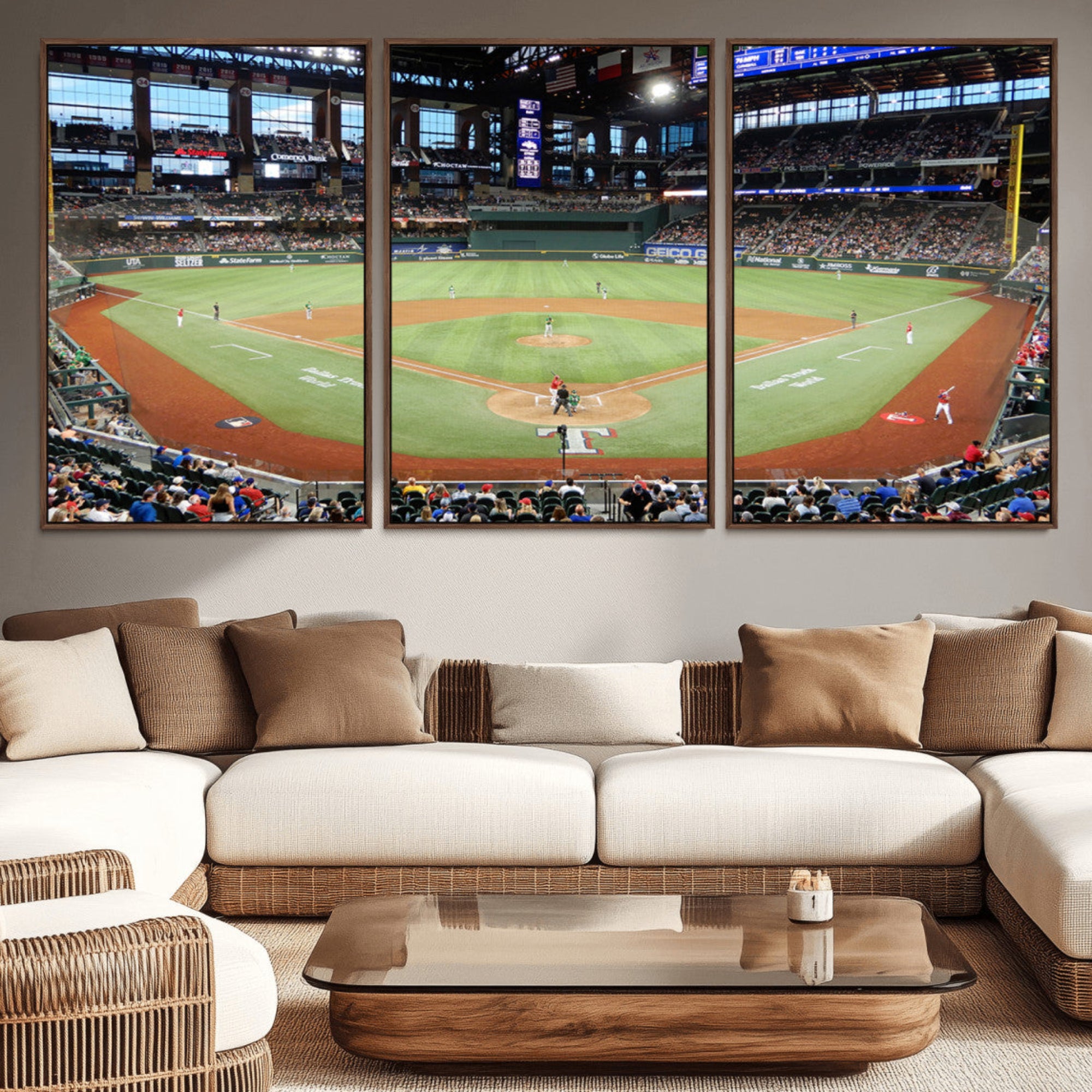 78468-MGV-CV-36X24-Texas Rangers Baseball Team Print - Arlington Globe Life Field Stadium Canvas Print Wall Art