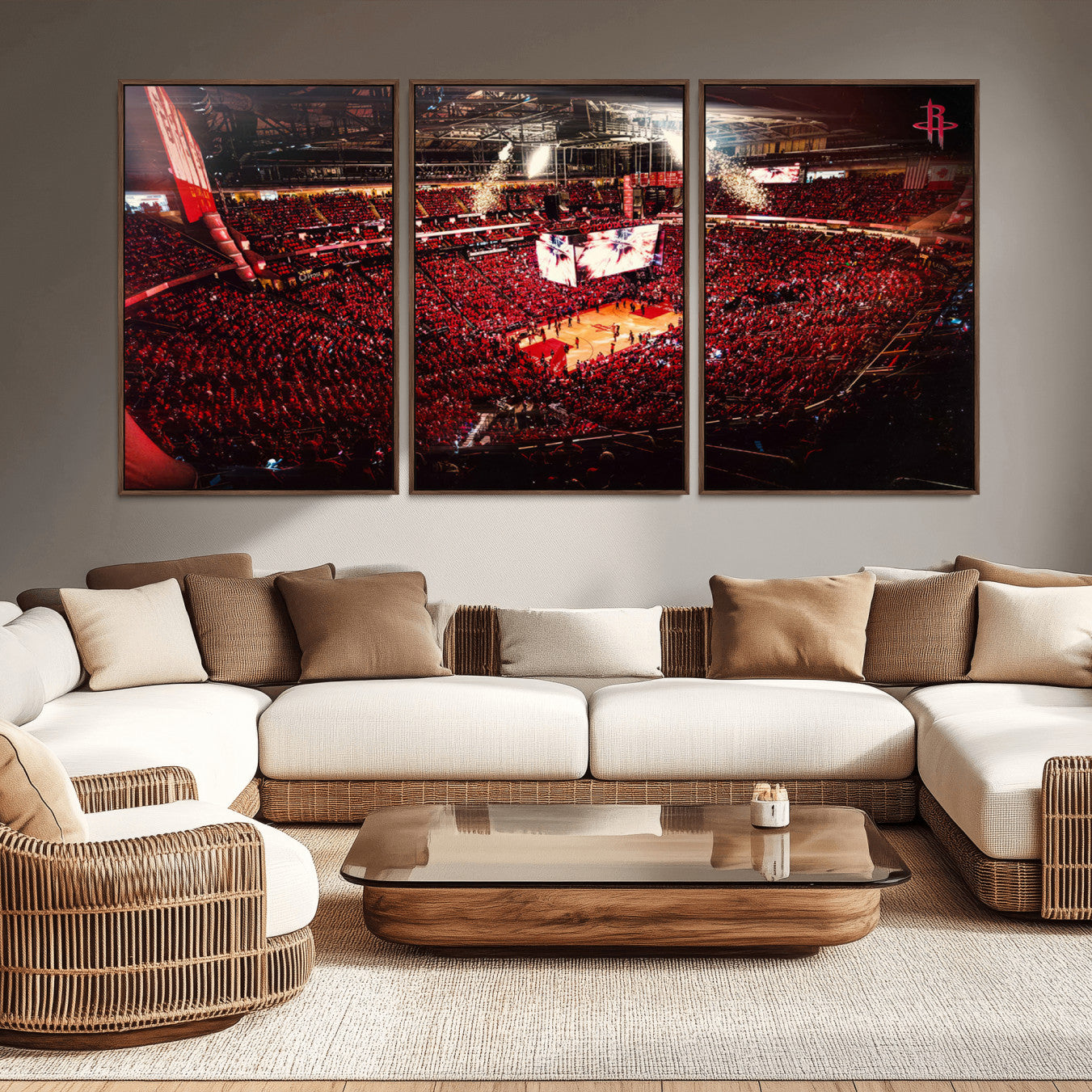 -Houston Rockets Basketball Team Print Canvas- Houston Toyota Center Stadium Wall Art Canvas Print