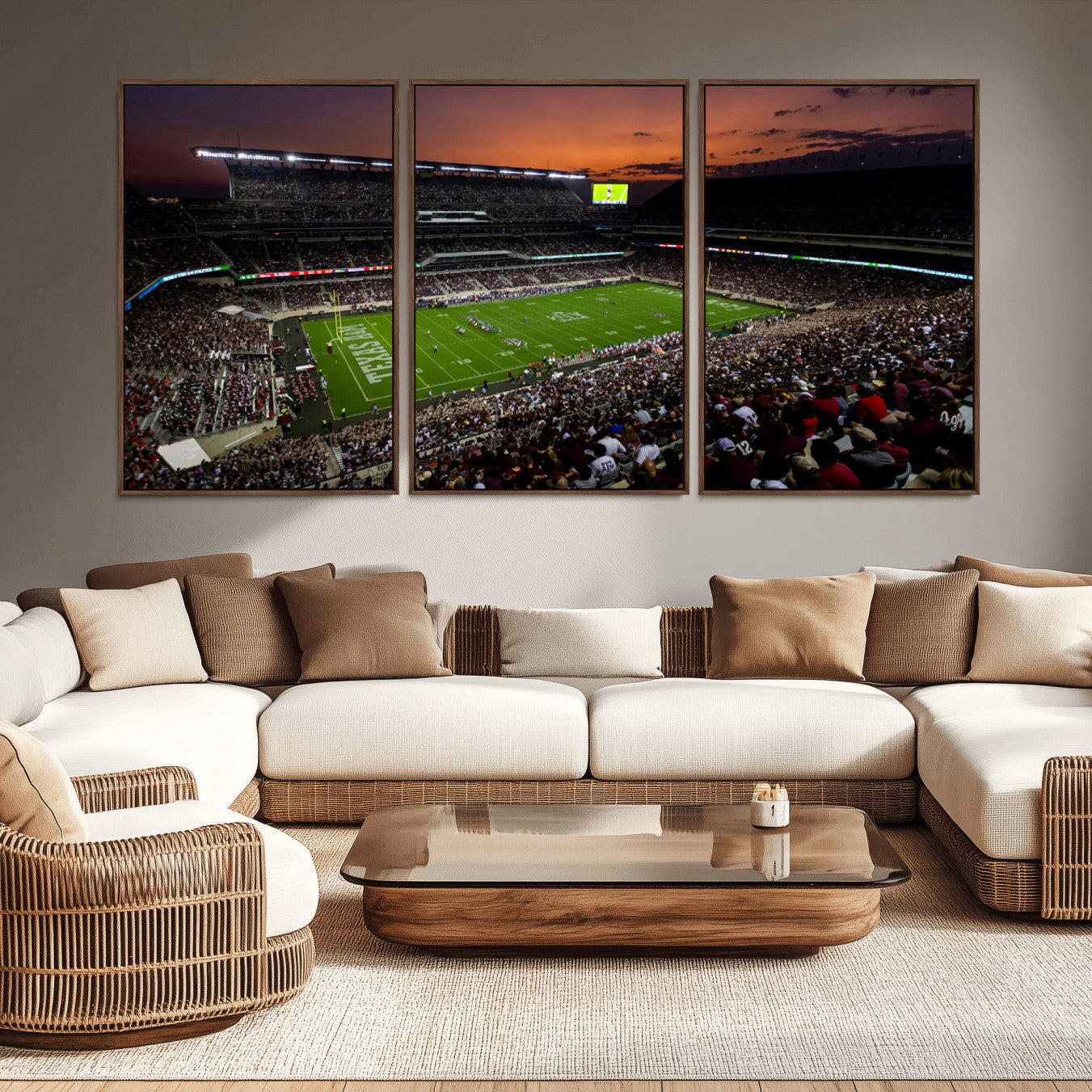 -Texas A&M Aggies Football Team Print - College Station Kyle Field Stadium Wall Art Canvas Print