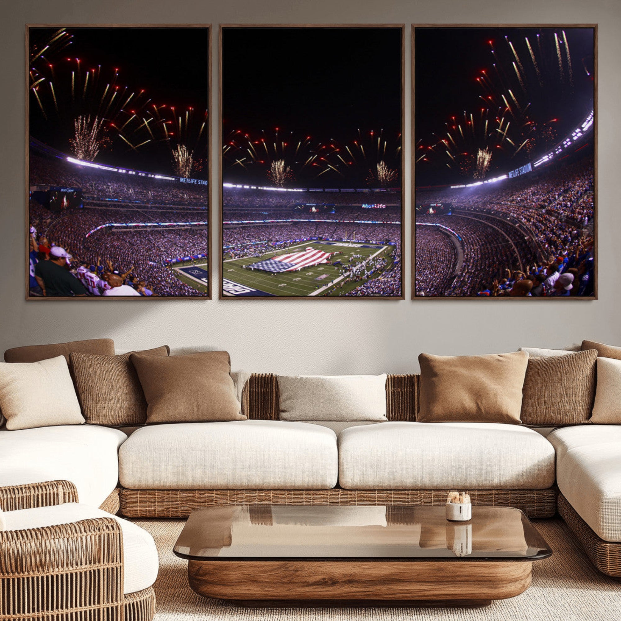 56360-MGV-CV-36X24-New York Giants Football Team Print - East Rutherford MetLife Stadium Wall Art Canvas Print