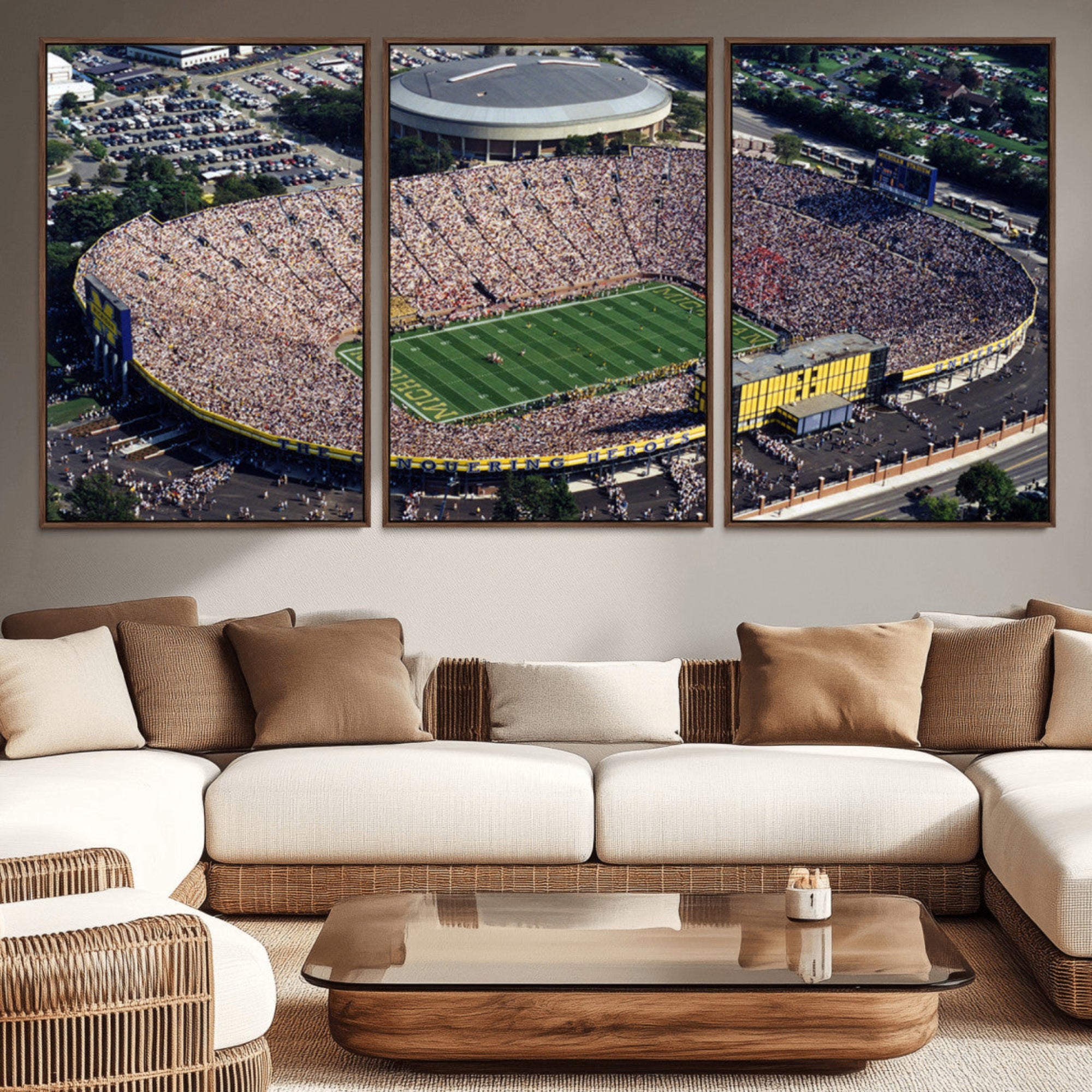27314-MGV-CV-36X24-Michigan Wolverines Football Team Print - Ann Arbor Michigan Stadium Print, Michigan Wolverines