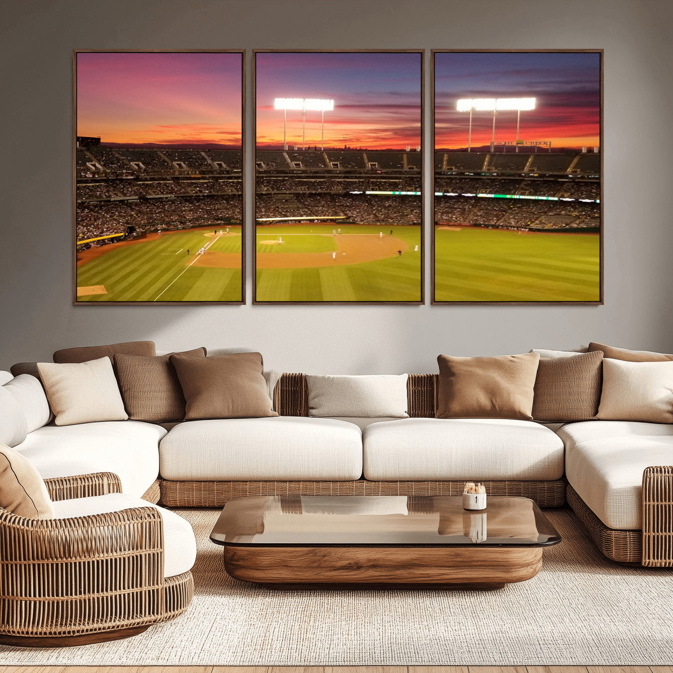 -Oakland Athletics Baseball Team Print - Oakland Coliseum Stadium Wall Art Canvas Print
