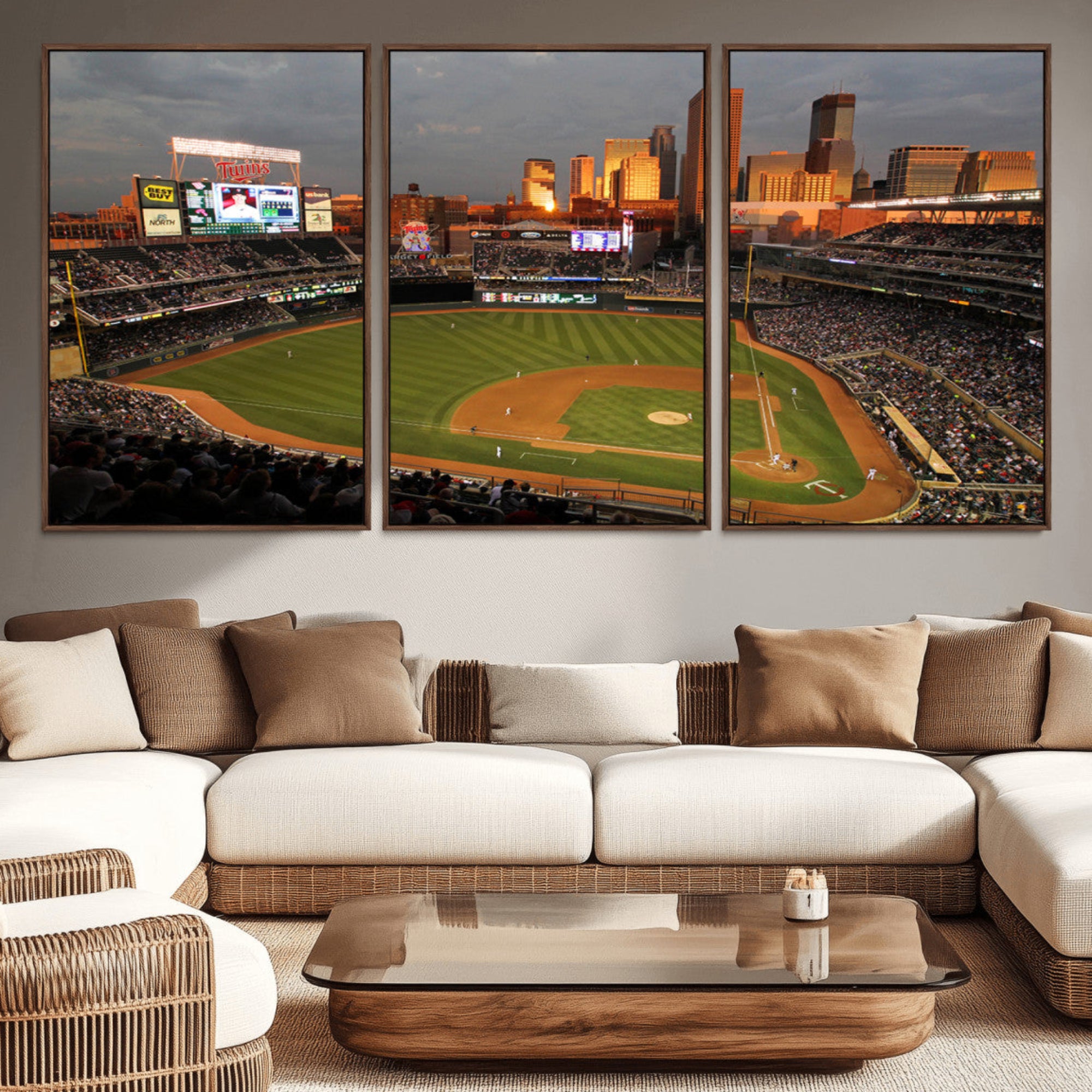 99822-MGV-CV-36X24-Minnesota Twins Baseball Team Print - Minneapolis Target Field Stadium Wall Art Canvas Print