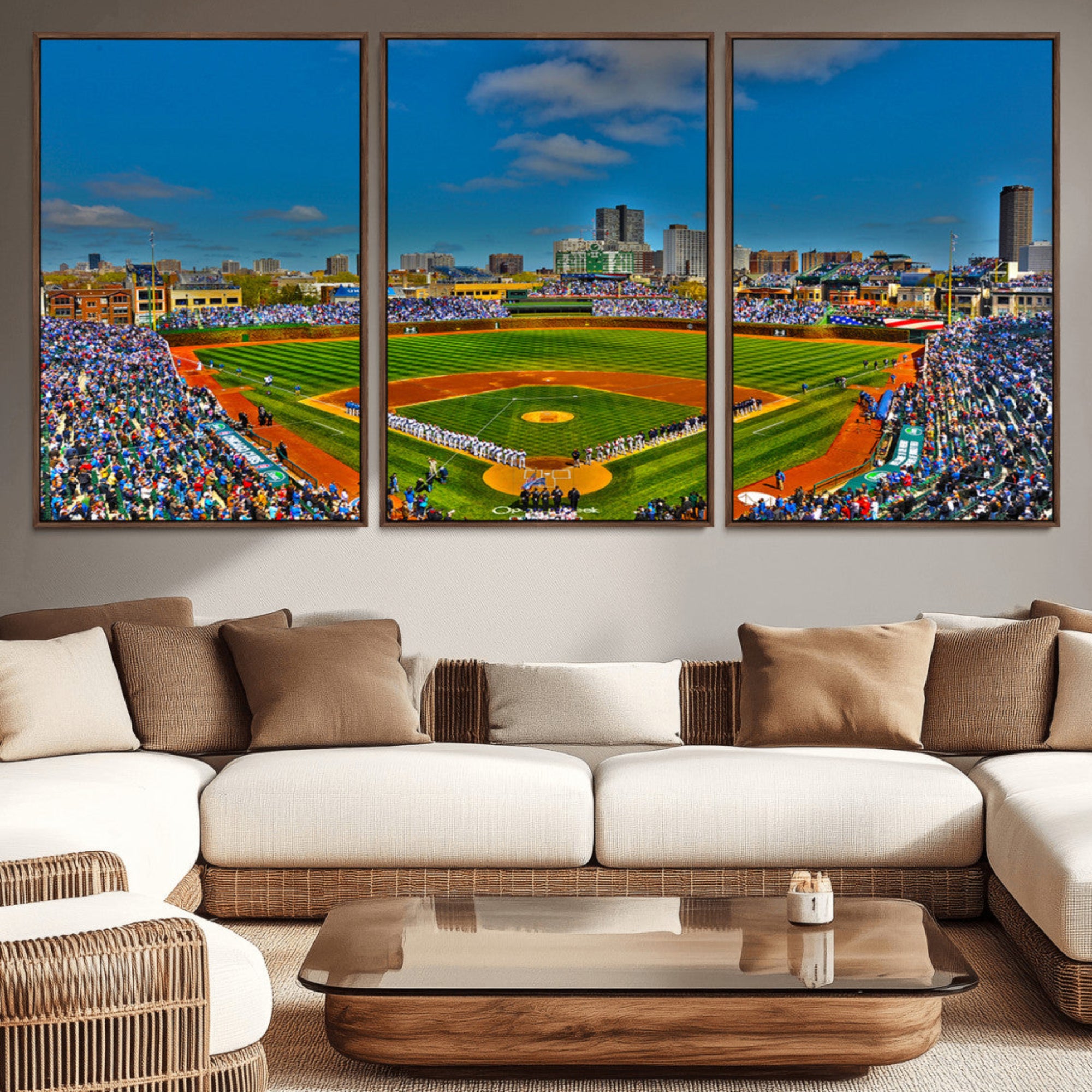 44149-MGV-CV-36X24-Wrigley Field Chicago Cubs Canvas Wall Art - Iconic Baseball Stadium Print for Sports Lovers - Ready