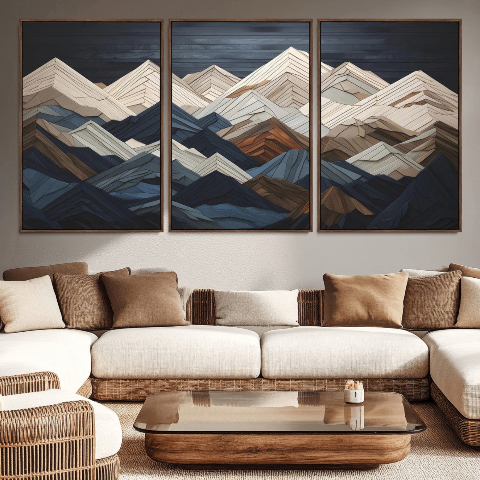 12896-MGV-CV-36X24-Wood Mountain Wall Art | Mountain Canvas Print Wood Decor | Ready to Hang for Cabin Decor