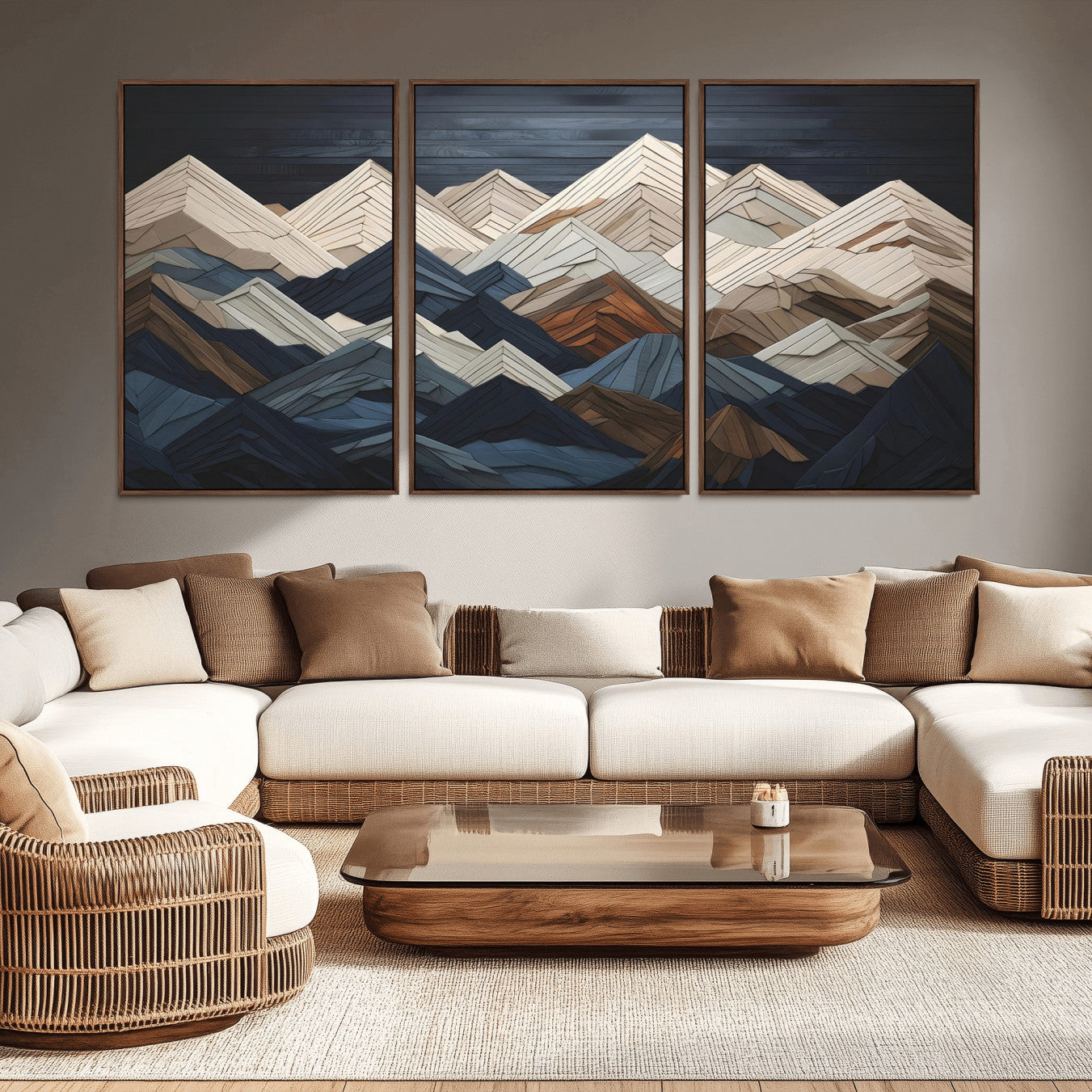 12896-MGV-CV-36X24-Rustic Mountain Landscape Wall Art Canvas Print – Framed 3D Wooden Effect Mountain Nature Artwork for Home, Office