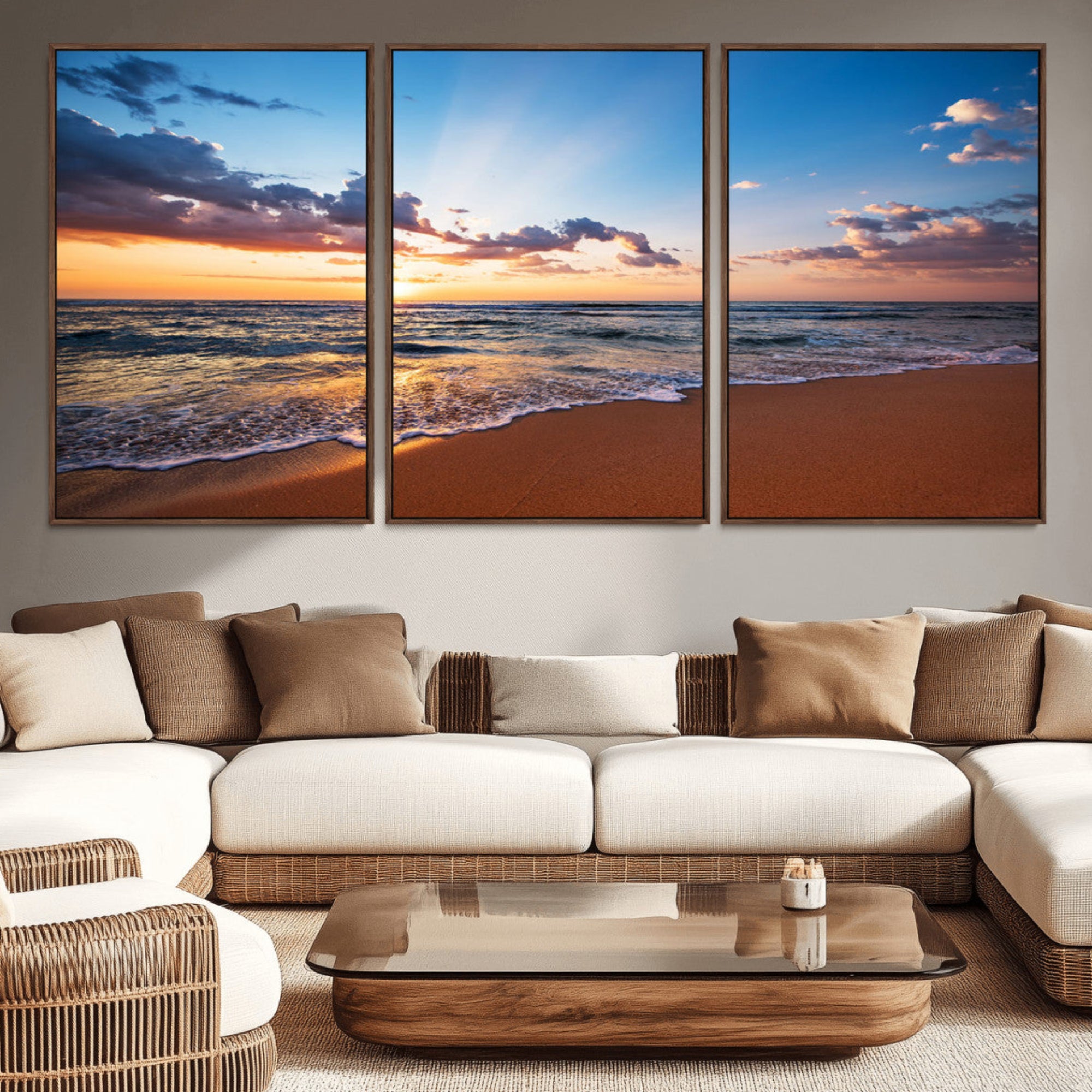 68915-MGV-CV-36X24-Golden Hour Beach Sunset Wall Art | Canvas Print | Ready to Hang | Coastal Wall Art for Living Room