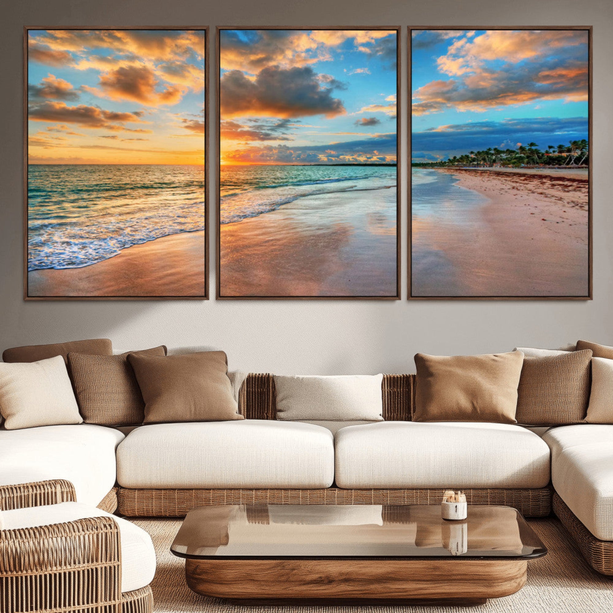 59240-MGV-CV-36X24-Serene Beach Sunset Wall Art | Coastal Ocean Canvas Print | Ready to Hang Tropical Decor for Home or