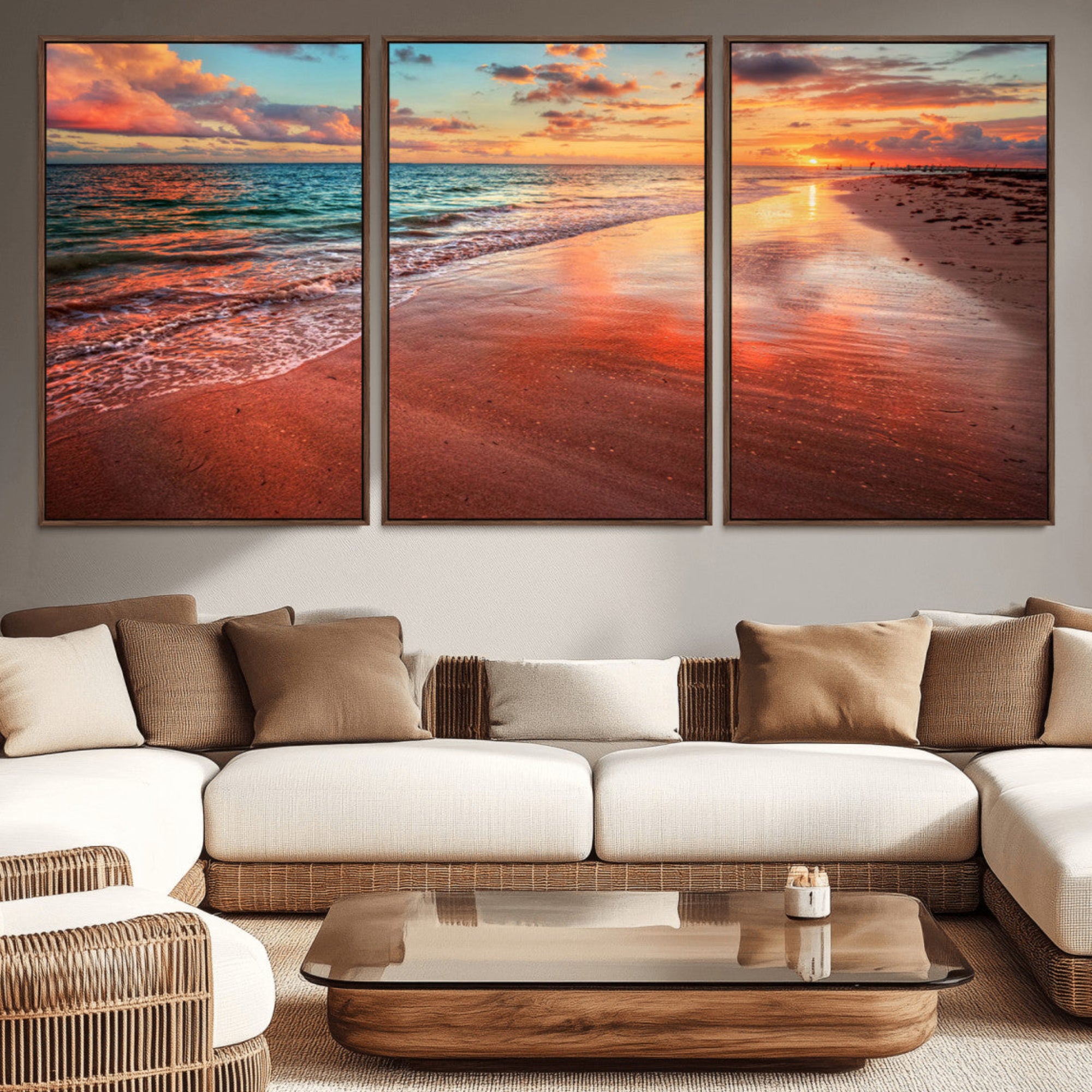 90287-MGV-CV-36X24-Sunset Beach Wall Art | Ocean Canvas Print | Coastal Wall Art | Tranquil Sunset Canvas Print