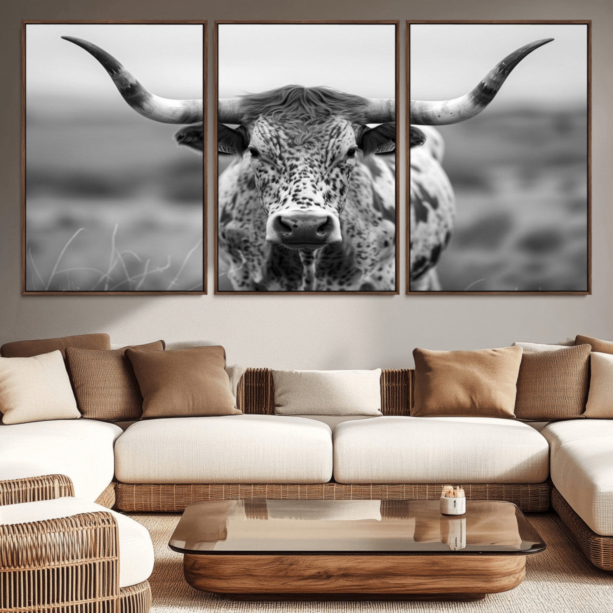 77331-MGV-CV-36X24-Texas Cow Longhorn Wall Art Canvas Print for Farm House Wall Decor, Farmhouse Wall Art Print