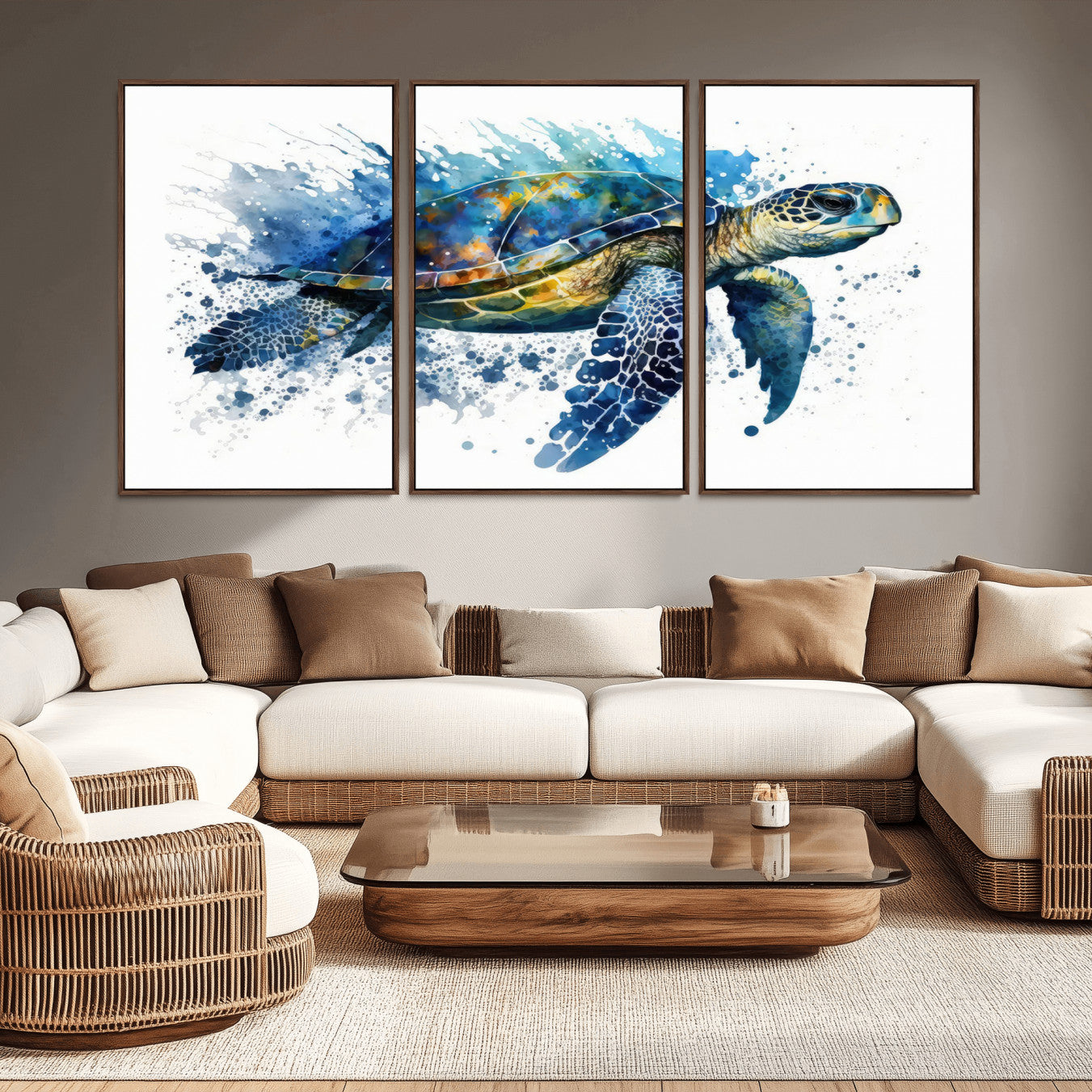 21983-MGV-CV-36X24-Watercolor Turtle Wall Art Canvas Print for Decoration