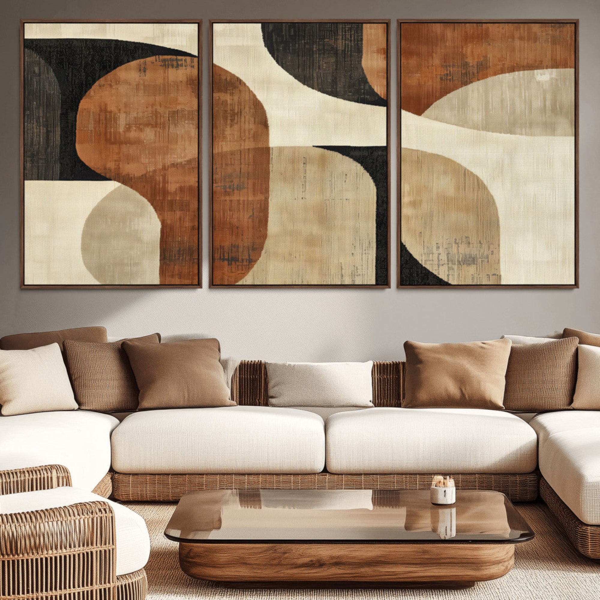 71072-MGV-CV-36X24-Wabi Sabi Abstract Wall Art Canvas Print | Large Minimalist Modern Geometric Wall Decor for Living