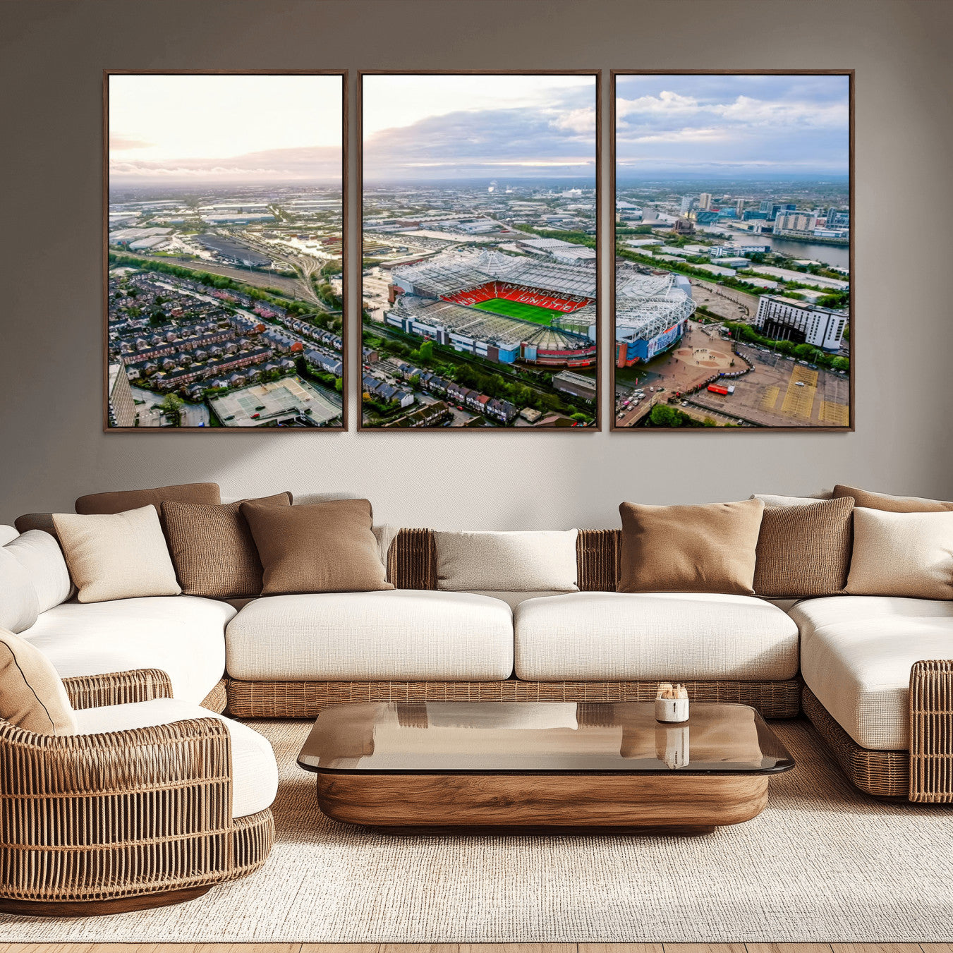 -Old Trafford Manchester United Stadium Wall Art Canvas Print - Aerial View Stadium, Old Trafford
