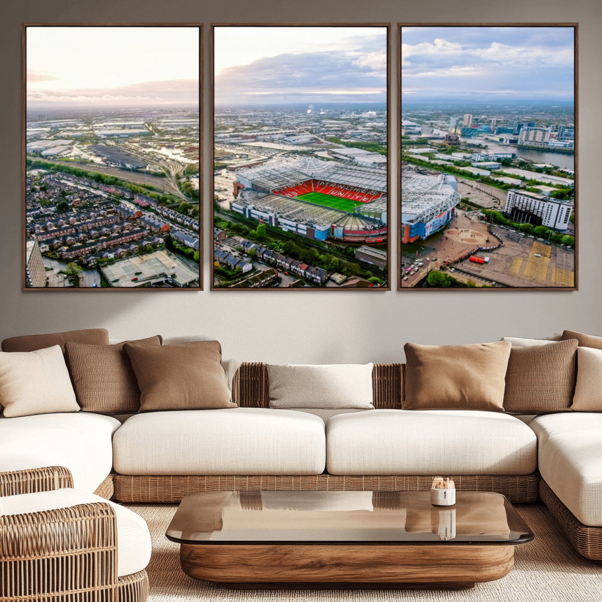 85657-MGV-CV-36X24-Old Trafford Manchester United Stadium Wall Art Canvas Print - Aerial View Stadium, Old Trafford