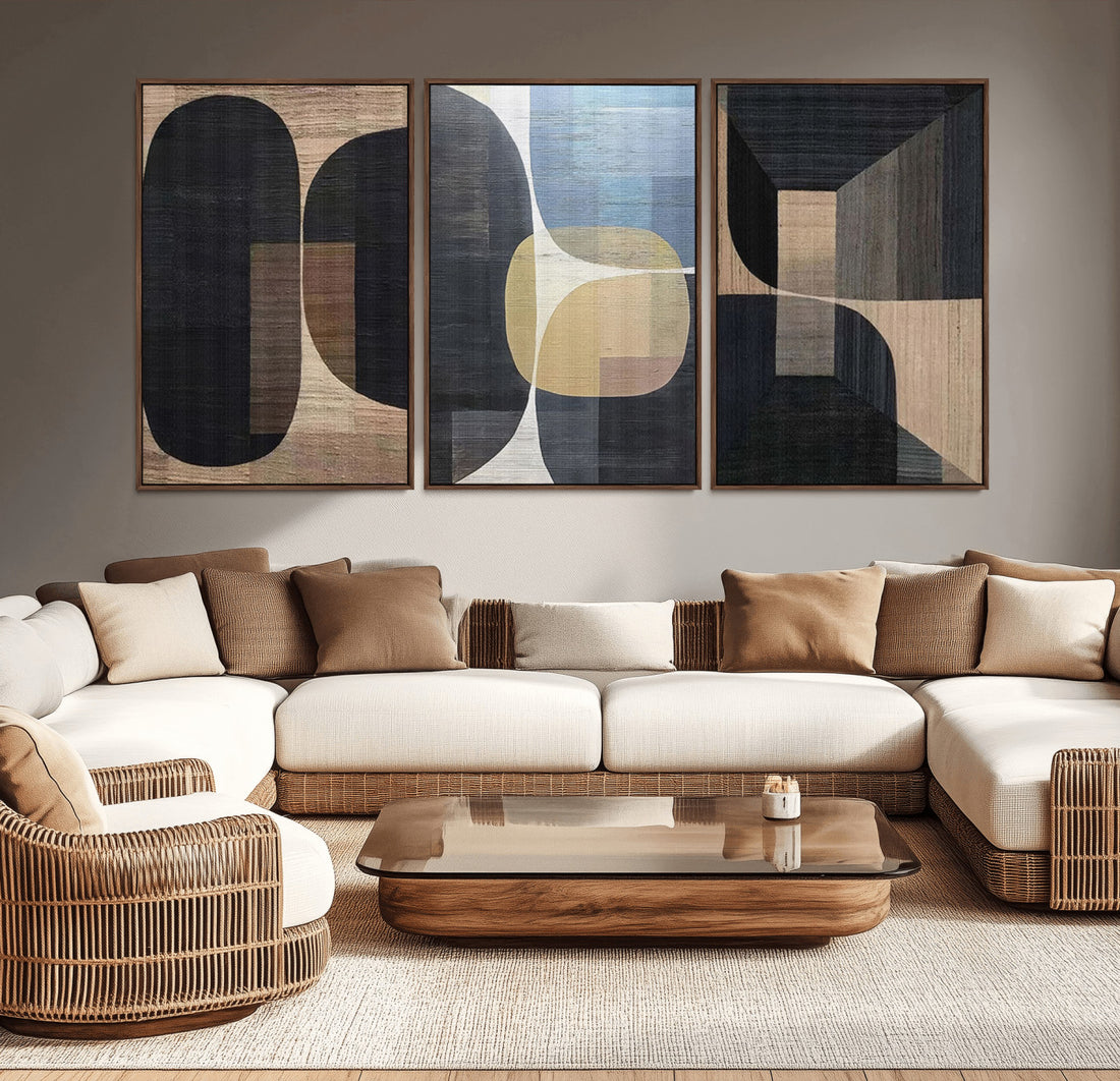Minimalist Wabi Sabi Abstract Geometric Wall Art Canvas Print, Modern Minimalist Shapes