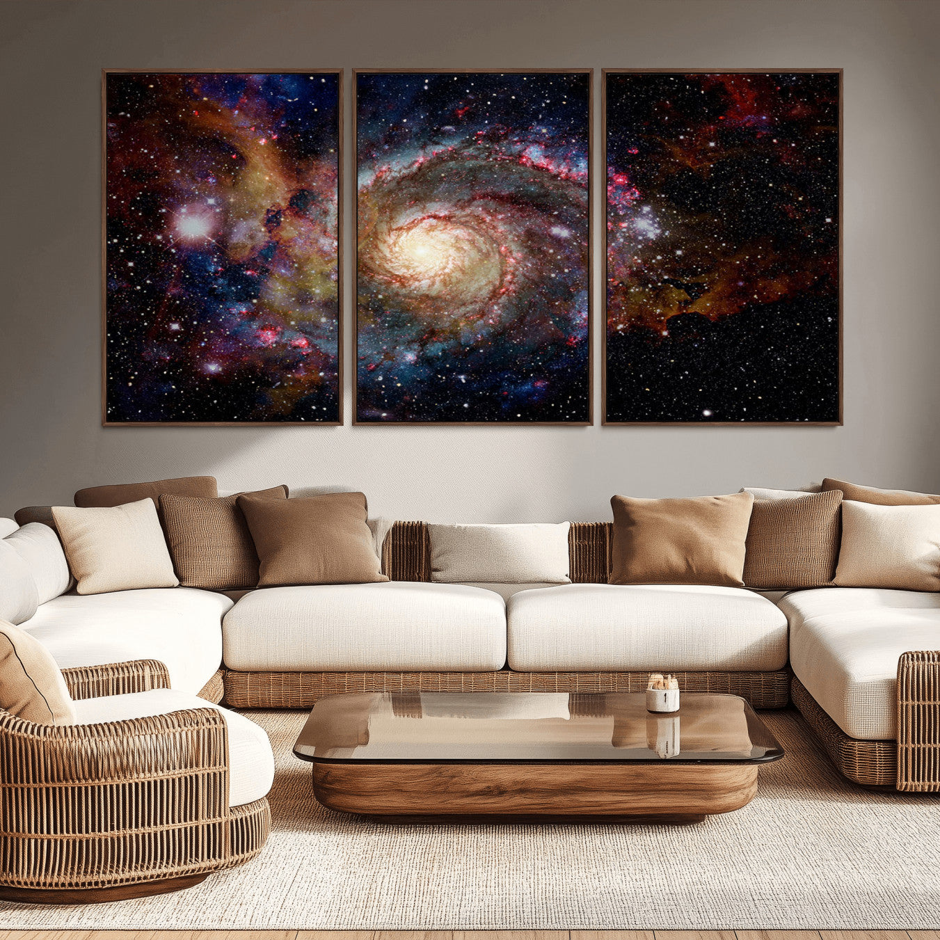 -Nebula and Galaxies in Space Wall Art Canvas Print, Spiral Galaxy Wall Art Canvas Print