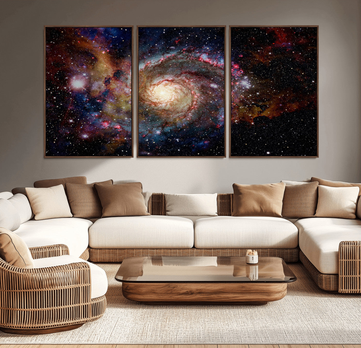 -Nebula and Galaxies in Space Wall Art Canvas Print, Spiral Galaxy Wall Art Canvas Print
