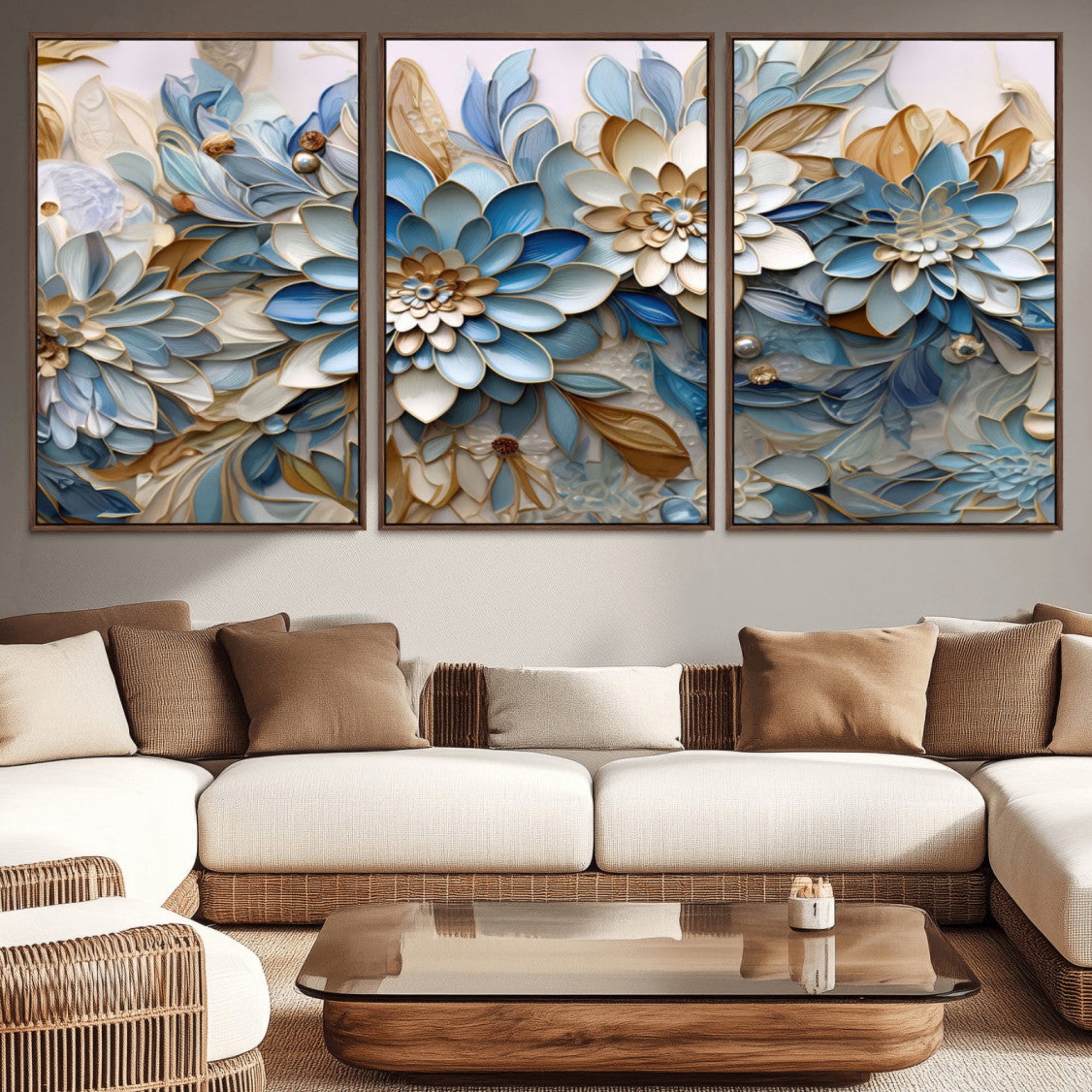 10625-MGV-CV-36X24-Blu Abstract Flower Wall Art Canvas Print