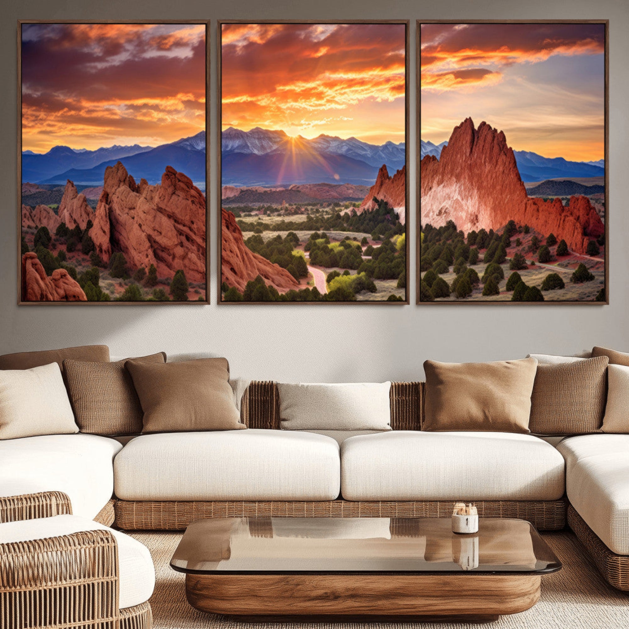 38182-MGV-CV-36X24-Rocky Mountains Sunset Wall Art Canvas Print – Ready to Hang, Framed Colorado Landscape