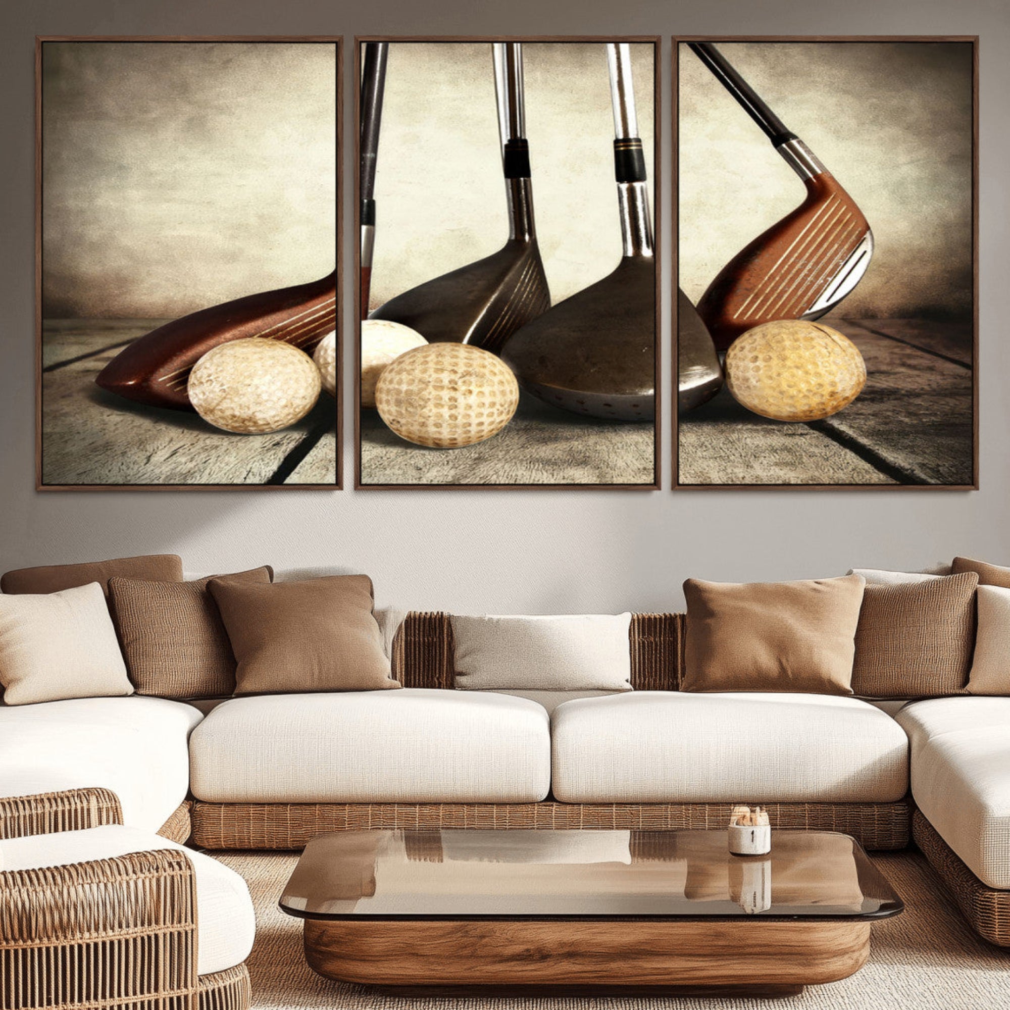 33845-MGV-CV-36X24-Vintage Golf Ball Art | Golf Decor for Man Cave or Office | Ready to Hang and Framed