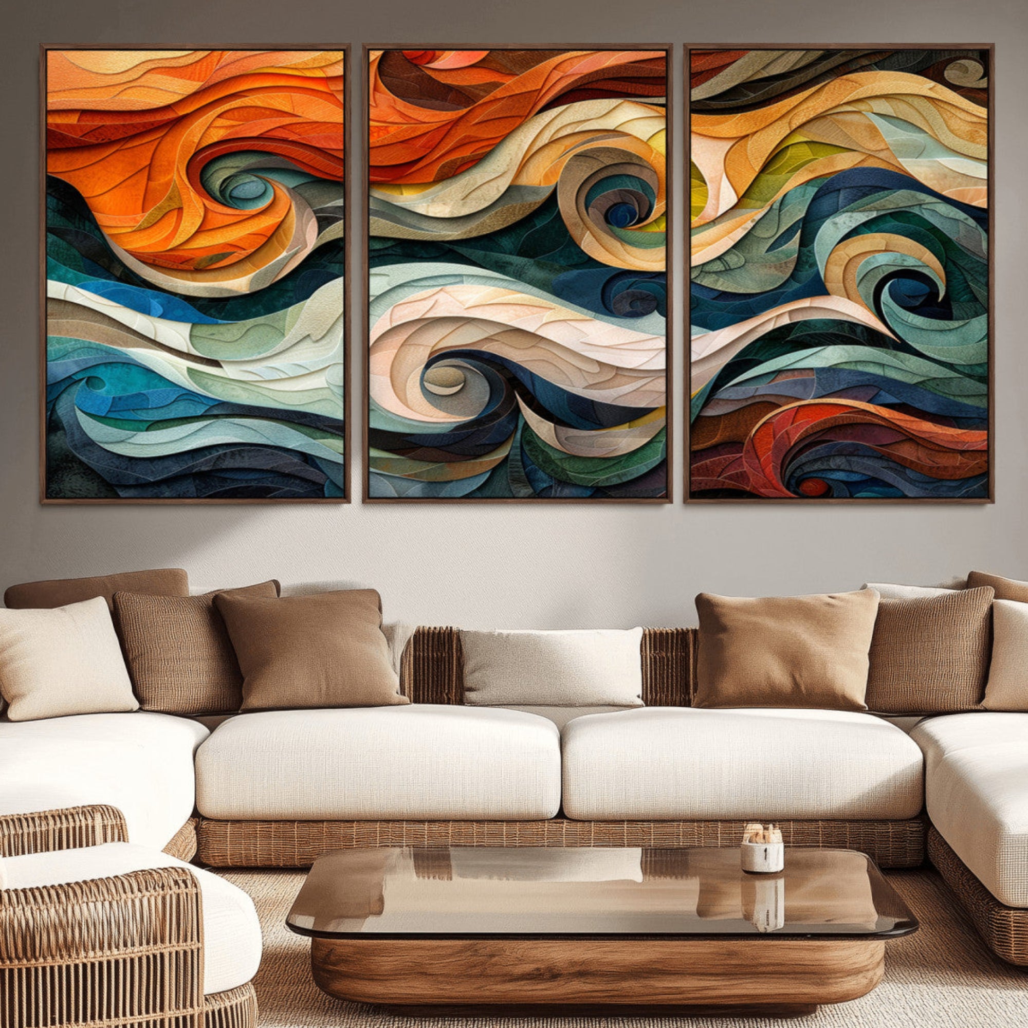 98463-MGV-CV-36X24-Abstract Wave Wall Art | Ready to Hang Framed Canvas Print | Vibrant Home Decor for Modern Spaces