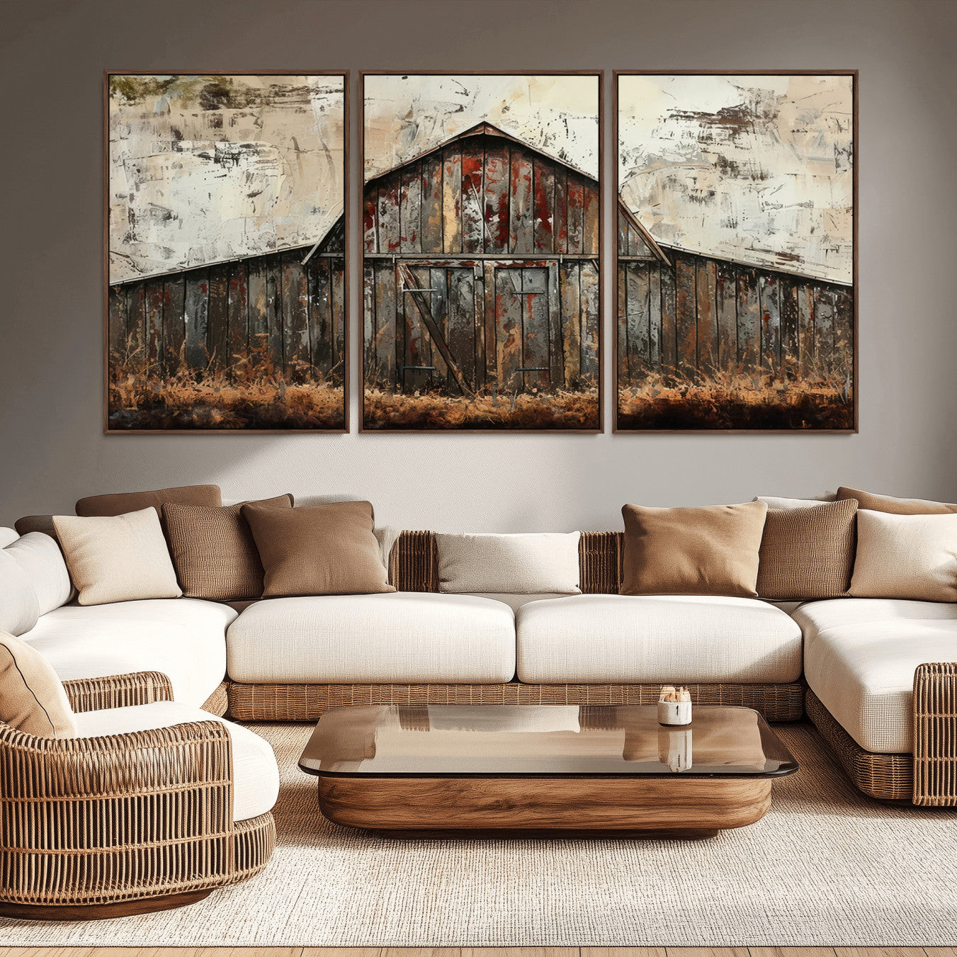 -Rustic Barn Wall Art | Farmhouse Wall Decor Canvas Print | Ready to Hang Barn Decor for Cabin or