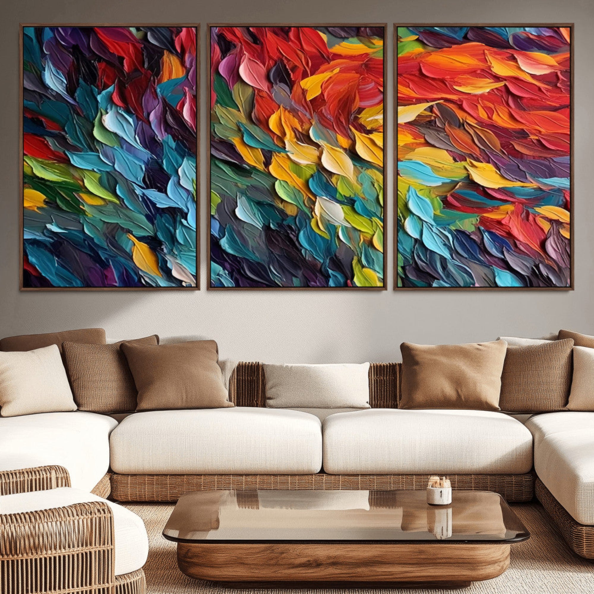 41557-MGV-CV-36X24-Vibrant Abstract Leaf Wall Art Canvas Print | Bold Colorful Canvas for Living Room or Office | Ready