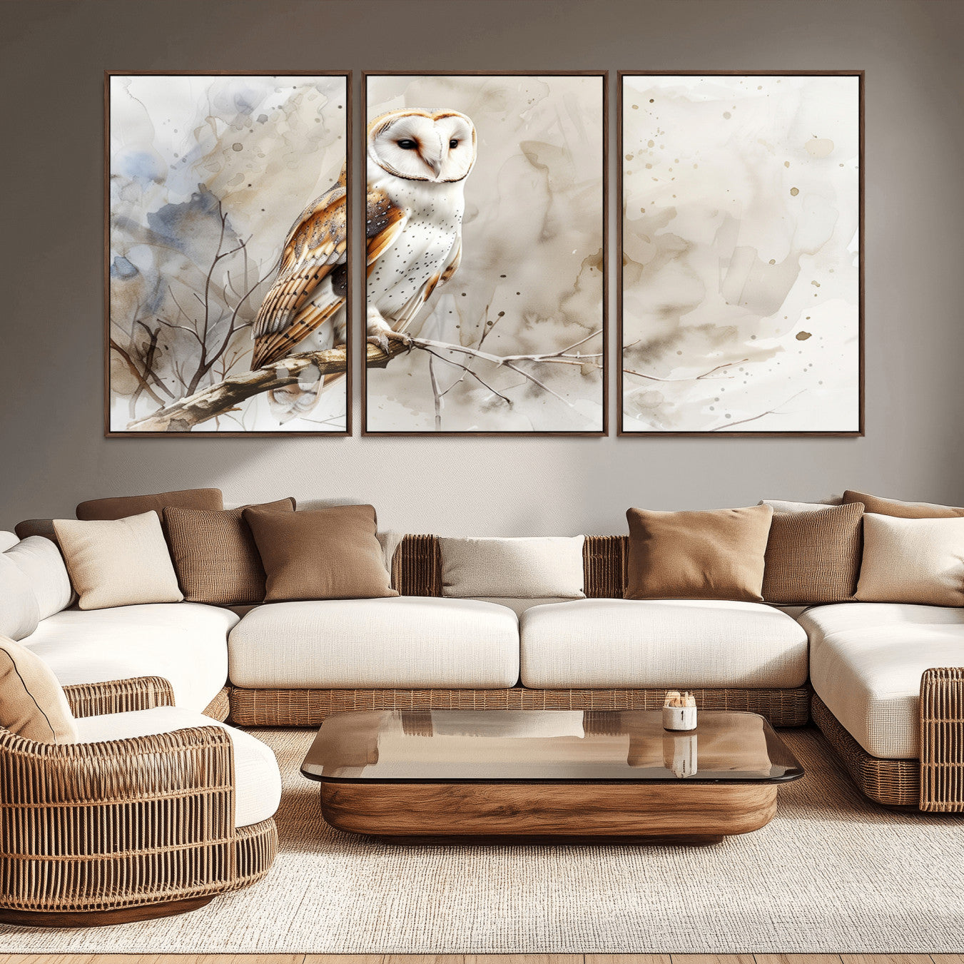 60812-MGV-CV-36X24-Barn Owl Wall Art | Watercolor Canvas Print | Perfect for Farmhouse Wall Decor | Ready to Hang