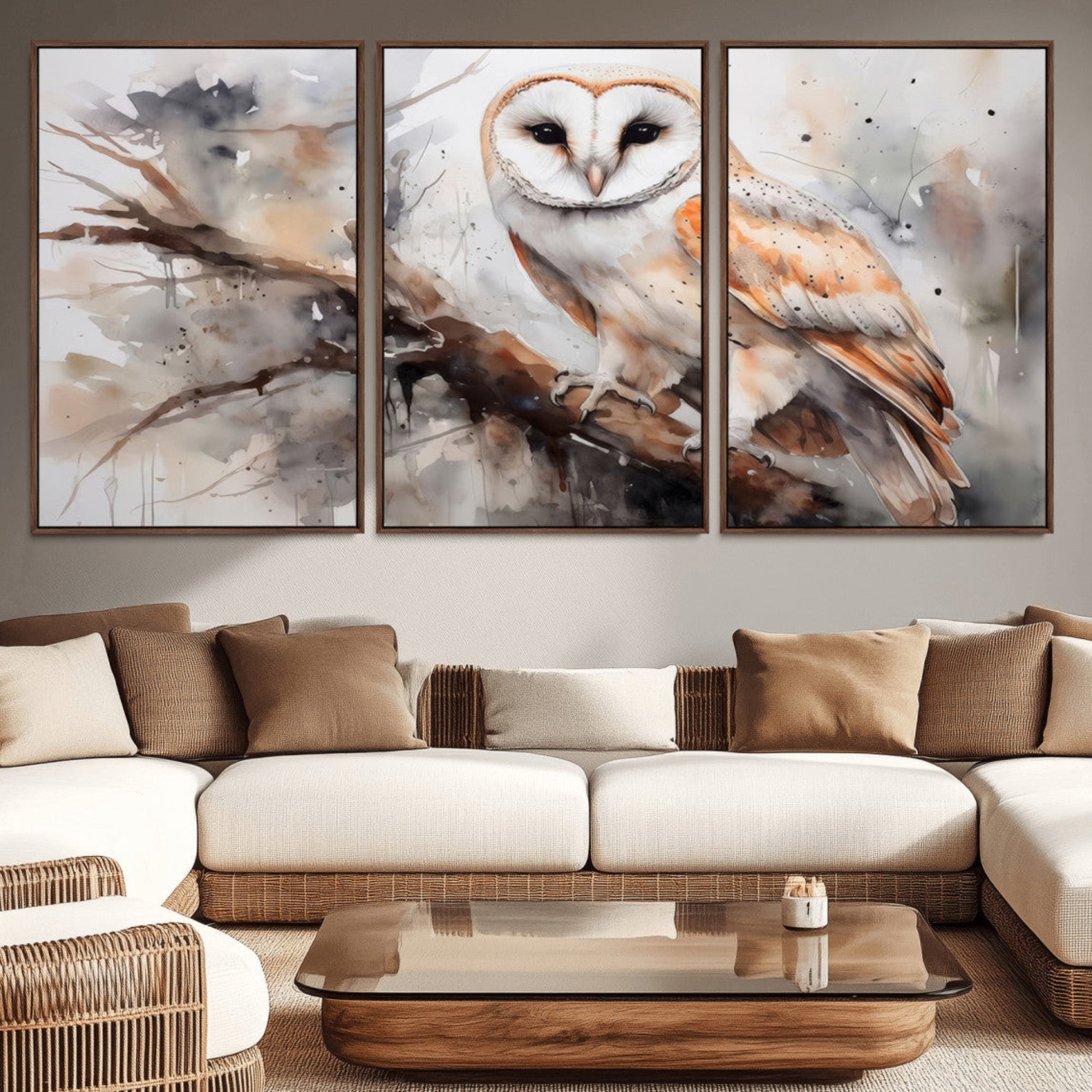53515-MGV-CV-36X24-Barn Owl Wall Art | Watercolor Barn Owl Canvas Print | Perfect for Farmhouse Wall Decor | Ready to