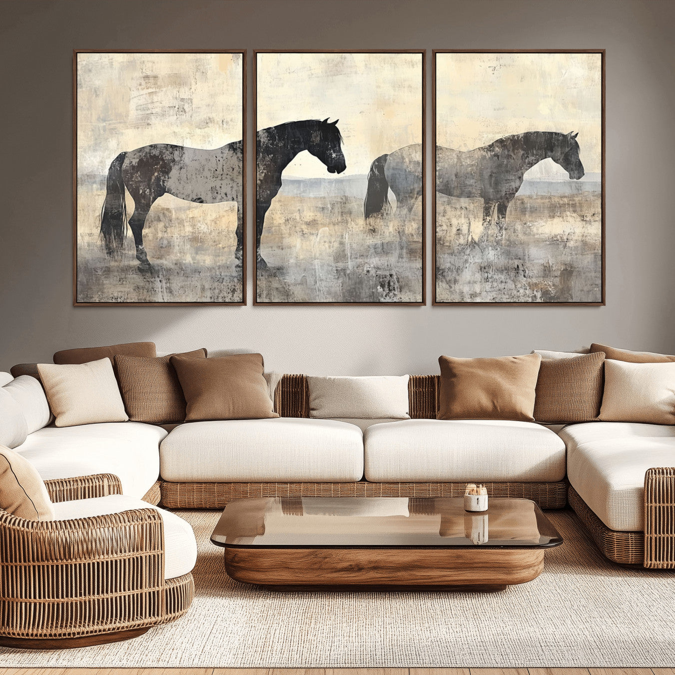 -Vintage Horses Wall Art Canvas Print