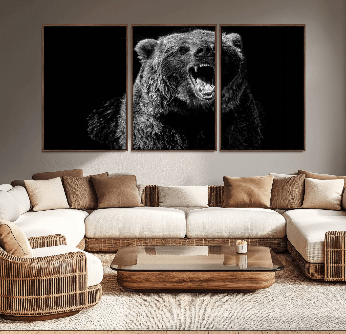 -Bear Canvas Print | Wildlife Wall Art for Cabin Decor | Ready to Hang Framed