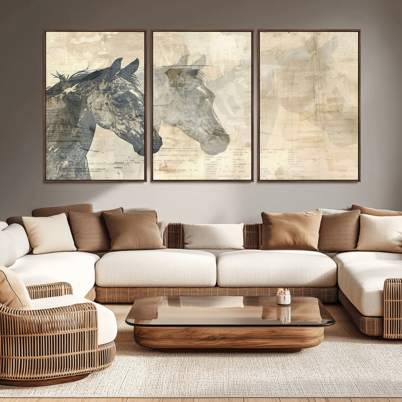 -Abstract Horse Canvas Print | Modern Farmhouse Wall Art | Ready to Hang Framed