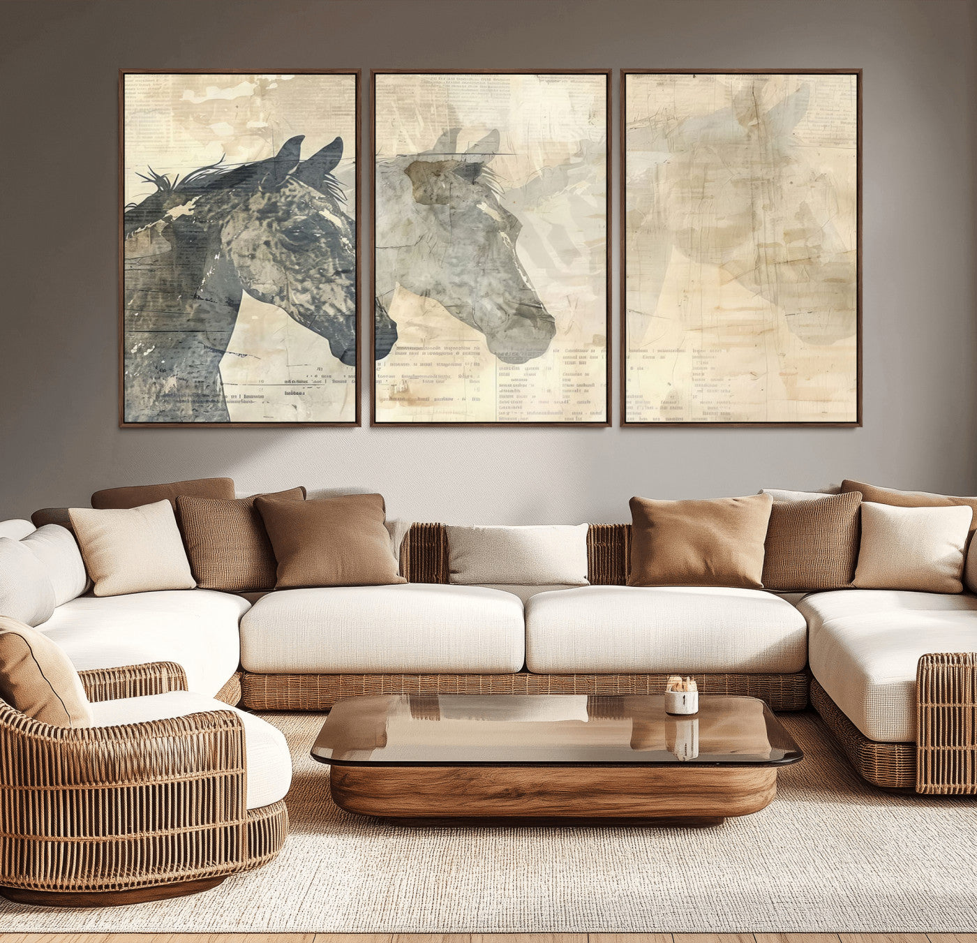 64301-MGV-CV-36X24-Abstract Horse Canvas Print | Modern Farmhouse Wall Art | Ready to Hang Framed