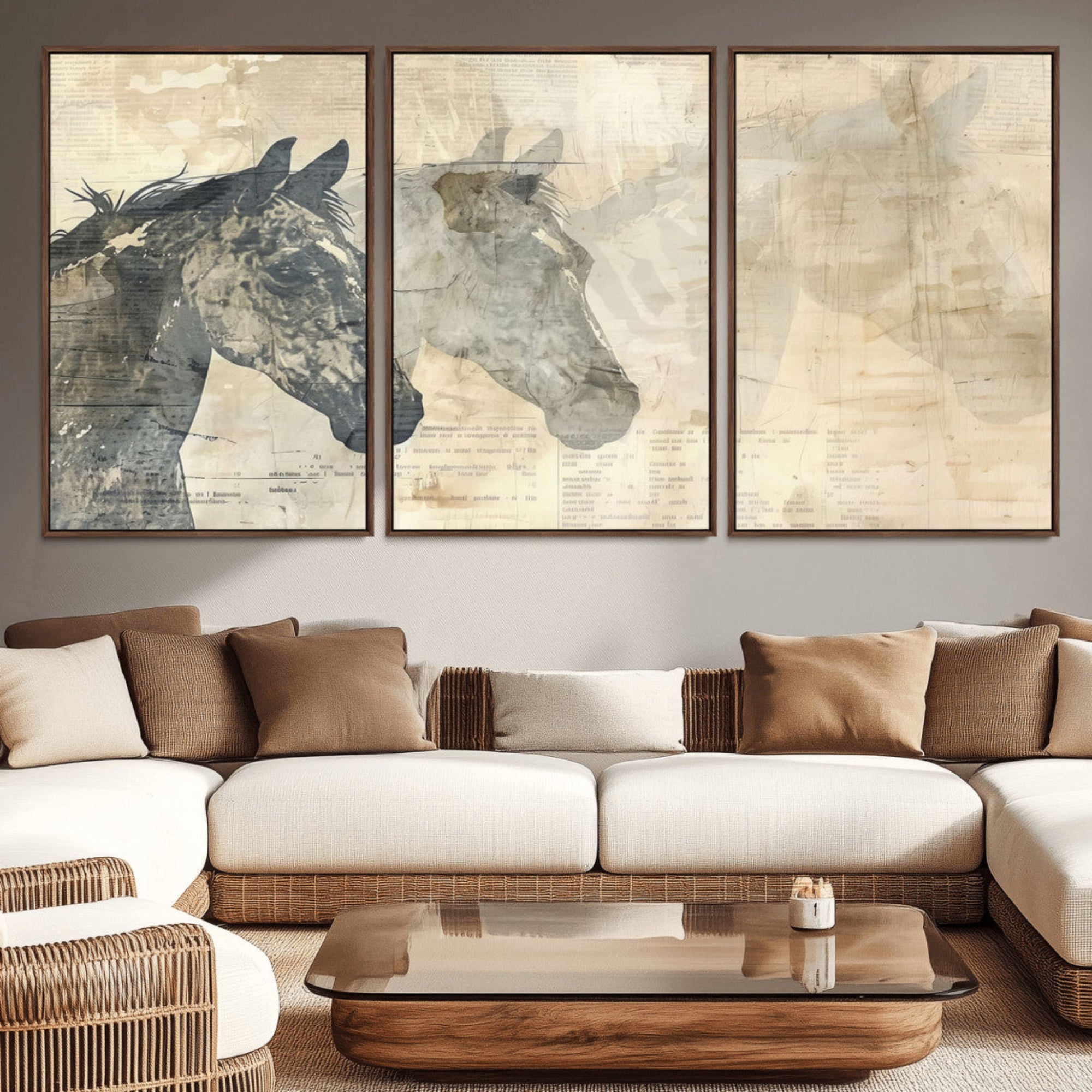 64301-MGV-CV-36X24-Abstract Horse Canvas Print | Modern Farmhouse Wall Art | Ready to Hang Framed