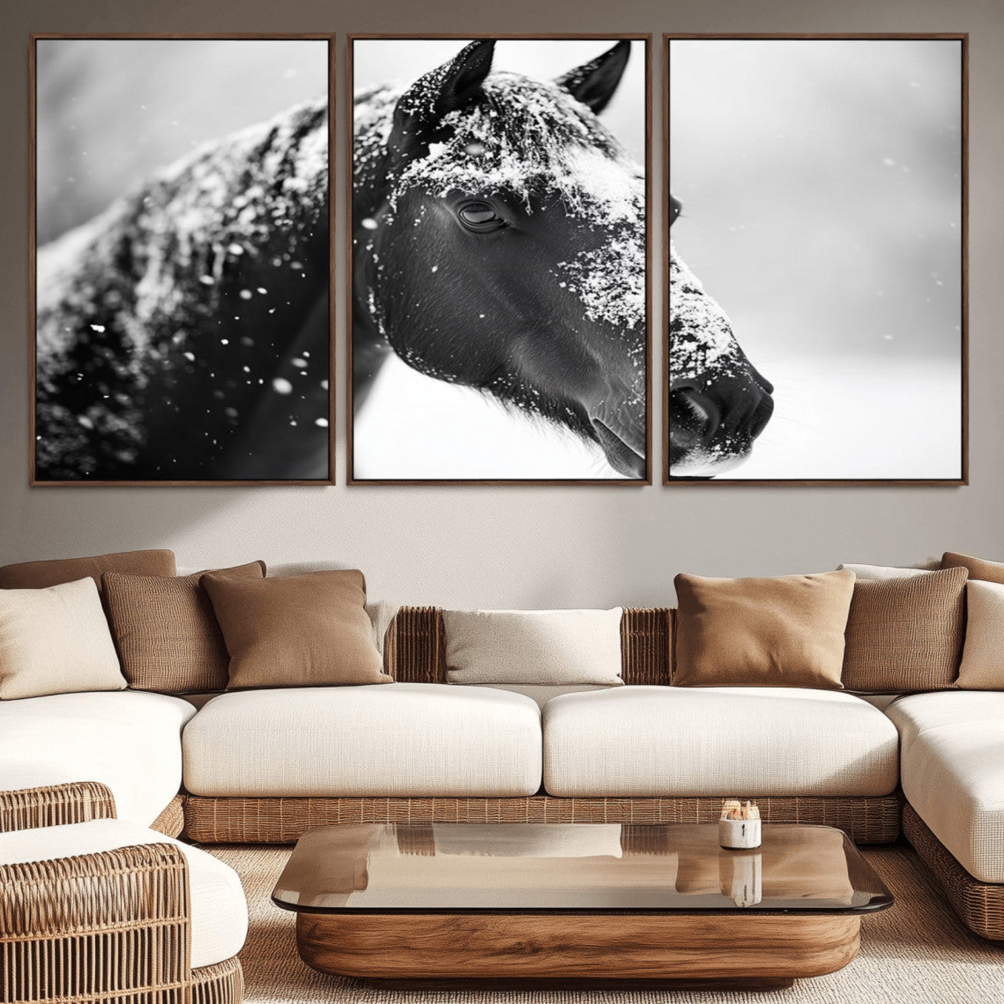 73377-MGV-CV-36X24-Horse Canvas Print - Winter Horse Snow Wall Art Canvas Print