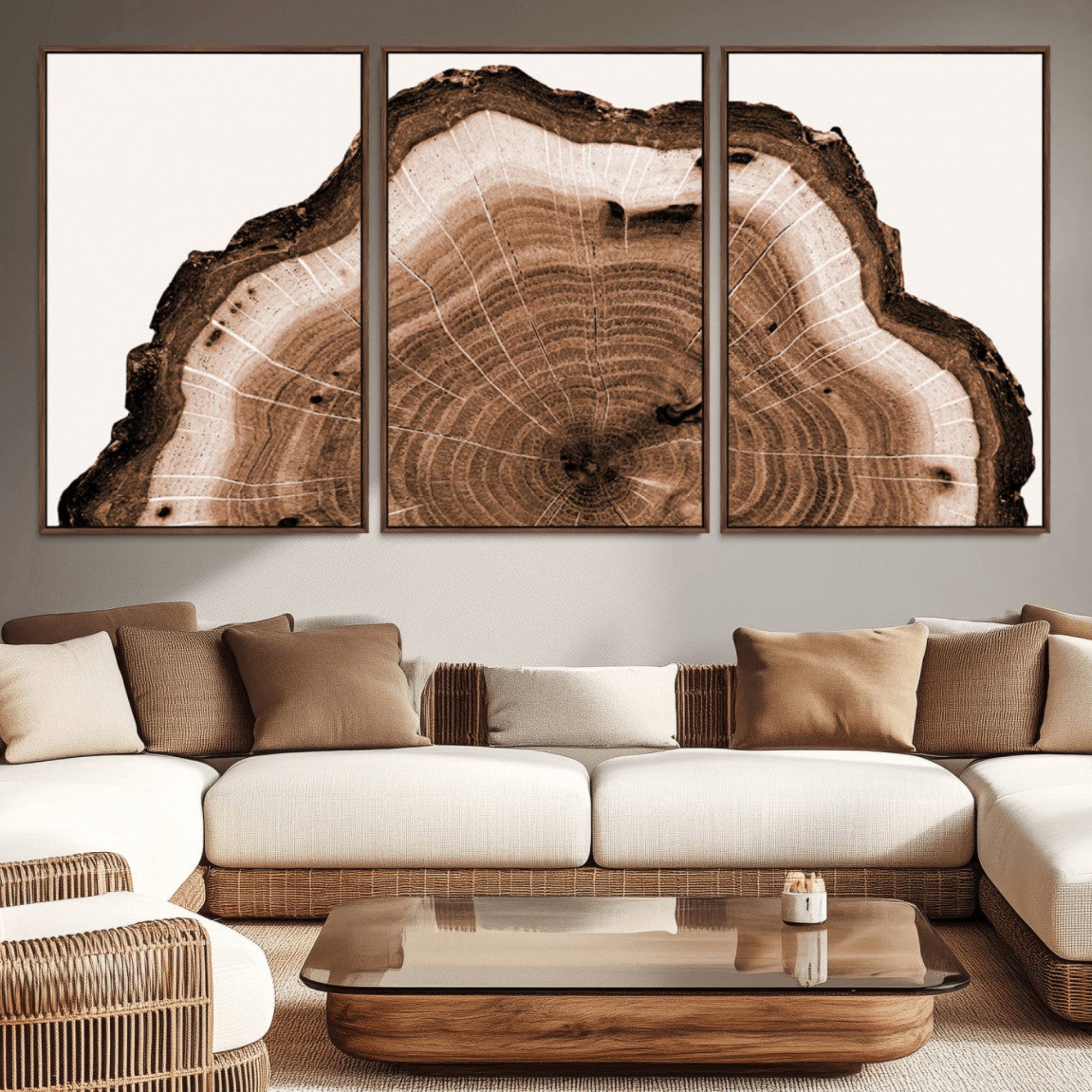 45195-MGV-CV-36X24-Rustic Wood Rings Wall Art | Nature-Inspired Tree Ring Canvas Print | Ready to Hang and Framed for