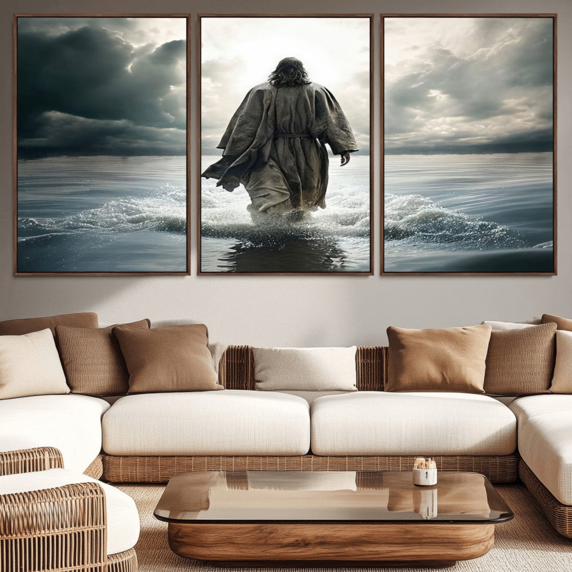62787-MGV-CV-36X24-Jesus Walking on Water Wall Art | Canvas Print | Ready to Hang | Christian Home Decor | Spiritual