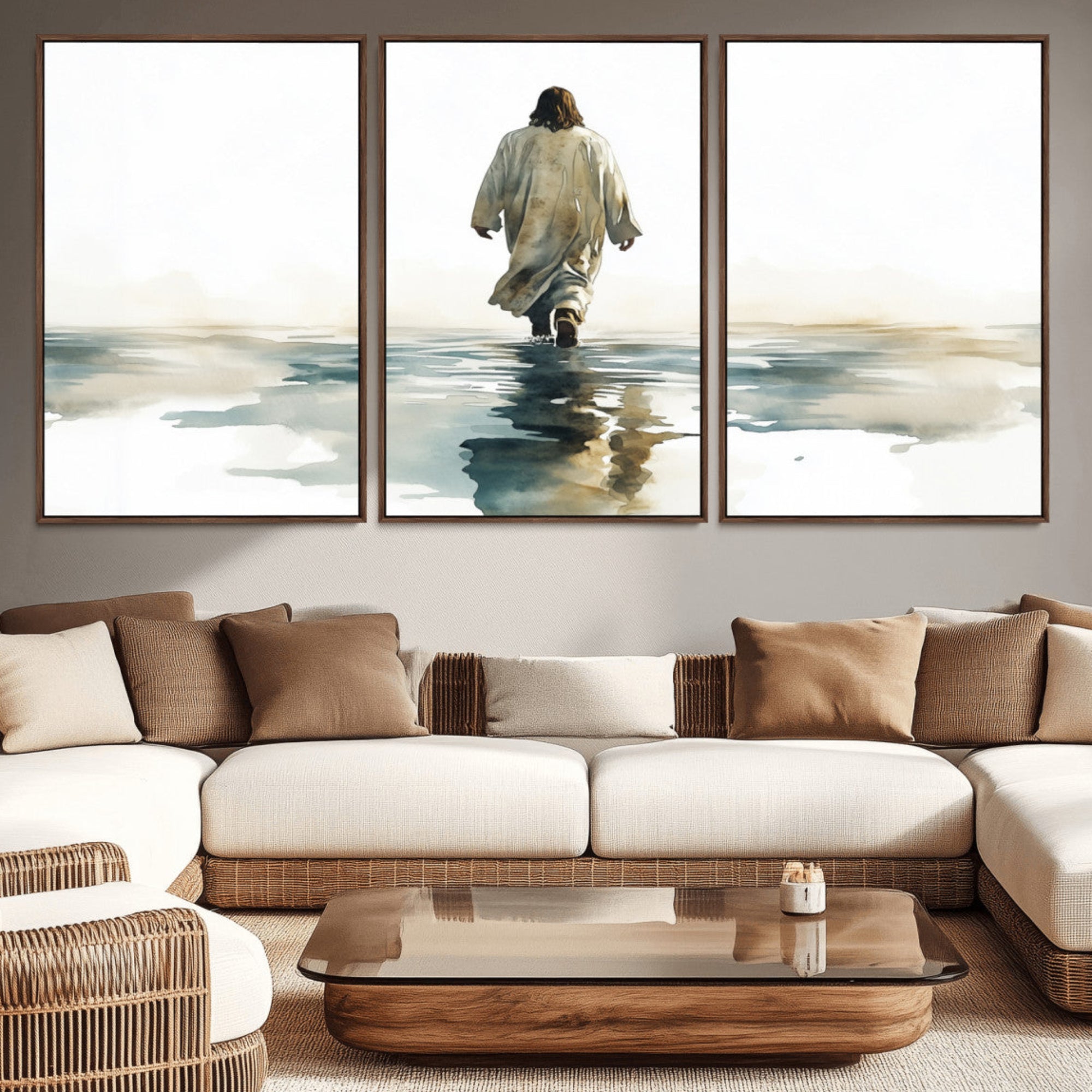 77475-MGV-CV-36X24-Abstract Jesus Wall Art Canvas Print, Christian Wall Art, Jesus Christ Walking