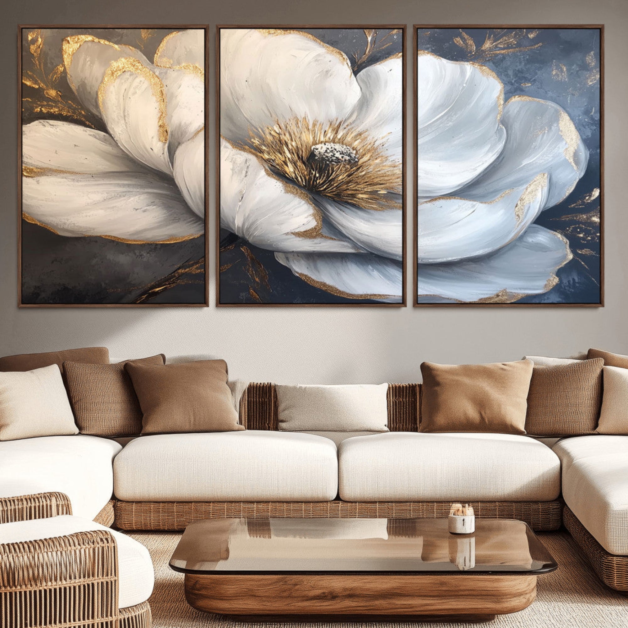 82996-MGV-CV-36X24-White Magnolia Flower Wall Art Canvas Print | Abstract Floral Wall Decor | Elegant Bloom Artwork |