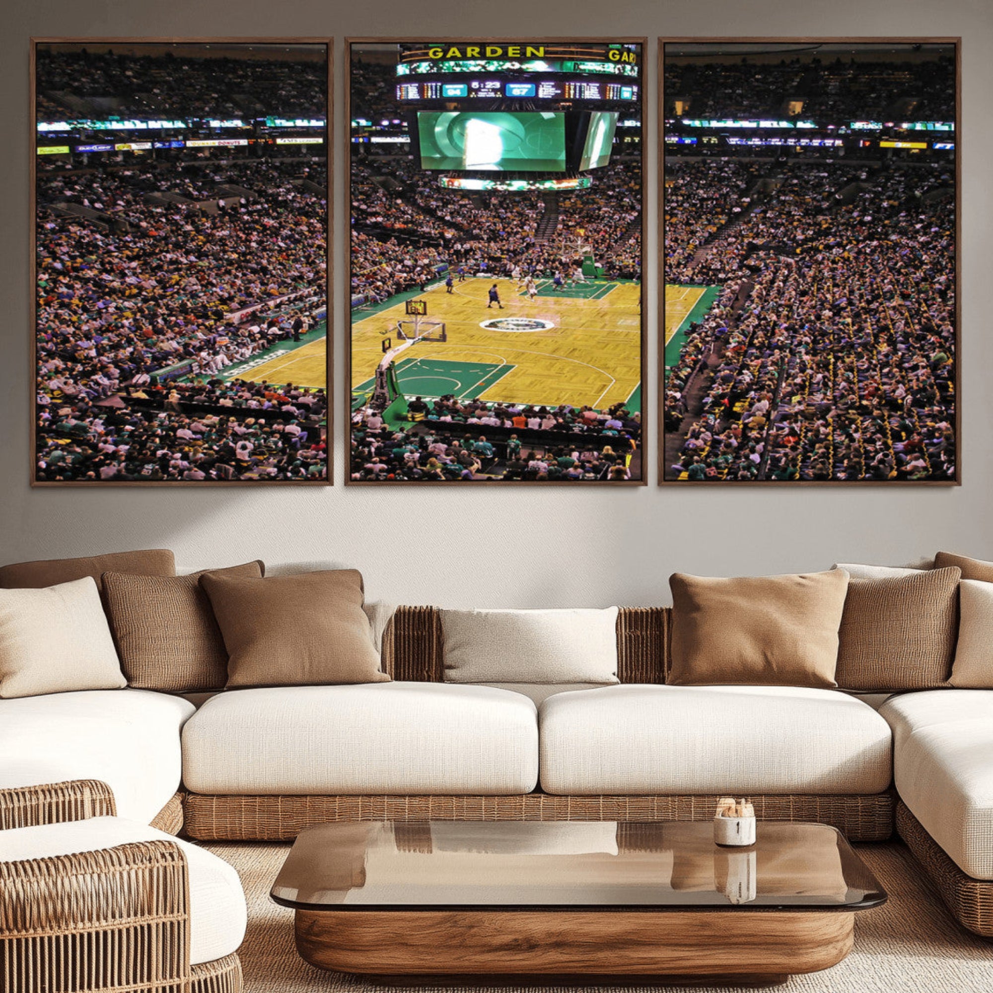 19201-MGV-CV-36X24-Celtics Game Versus The Timberwolves | Baseball Stadium Wall Art | Canvas Print | Ready to Hang