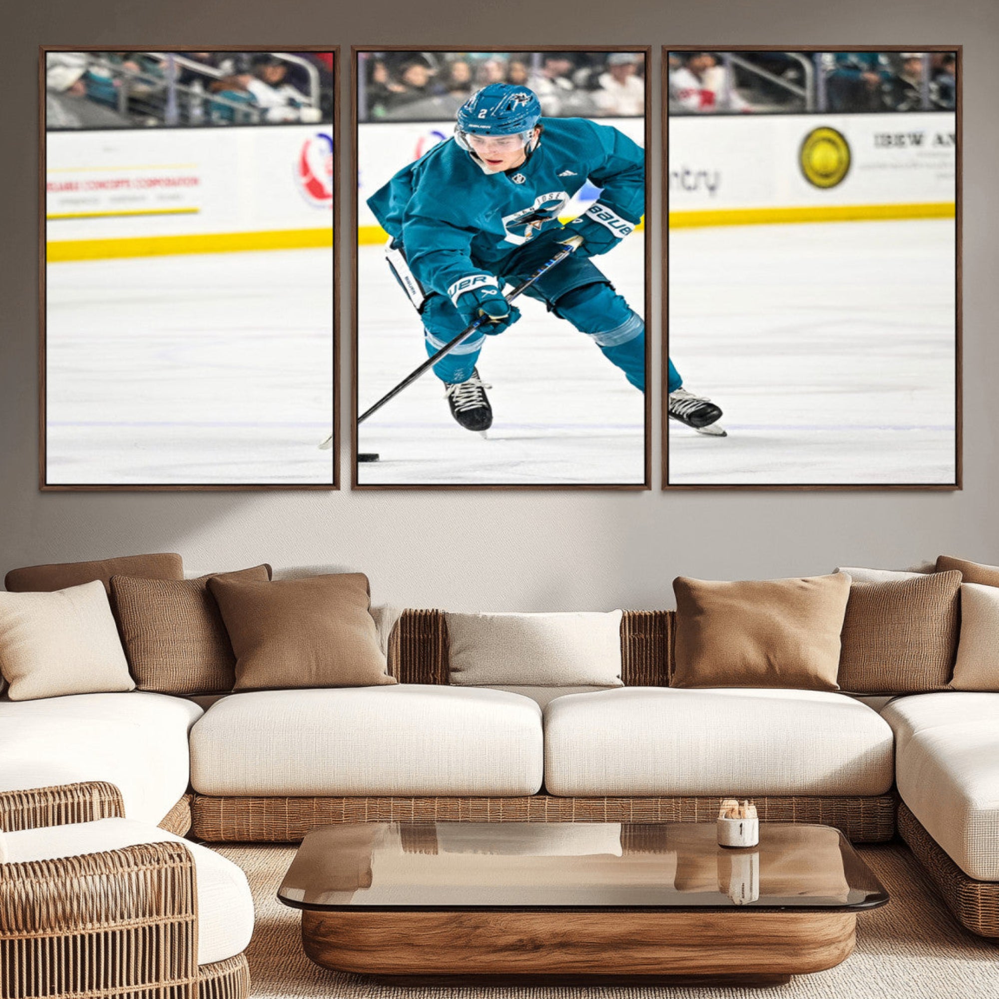 69179-MGV-CV-36X24-San Jose Sharks Ice Hockey Player Wall Art Canvas Print