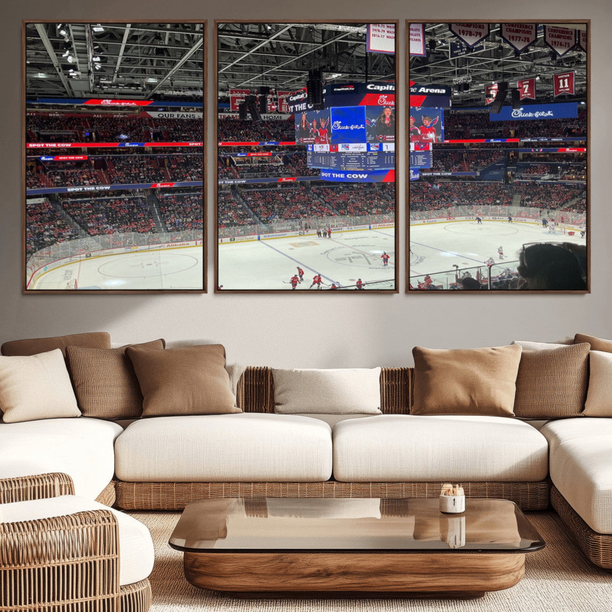71287-MGV-CV-36X24-Washington Capitols New York Rangers Ice Hockey Game Stadium Wall Art Canvas Print