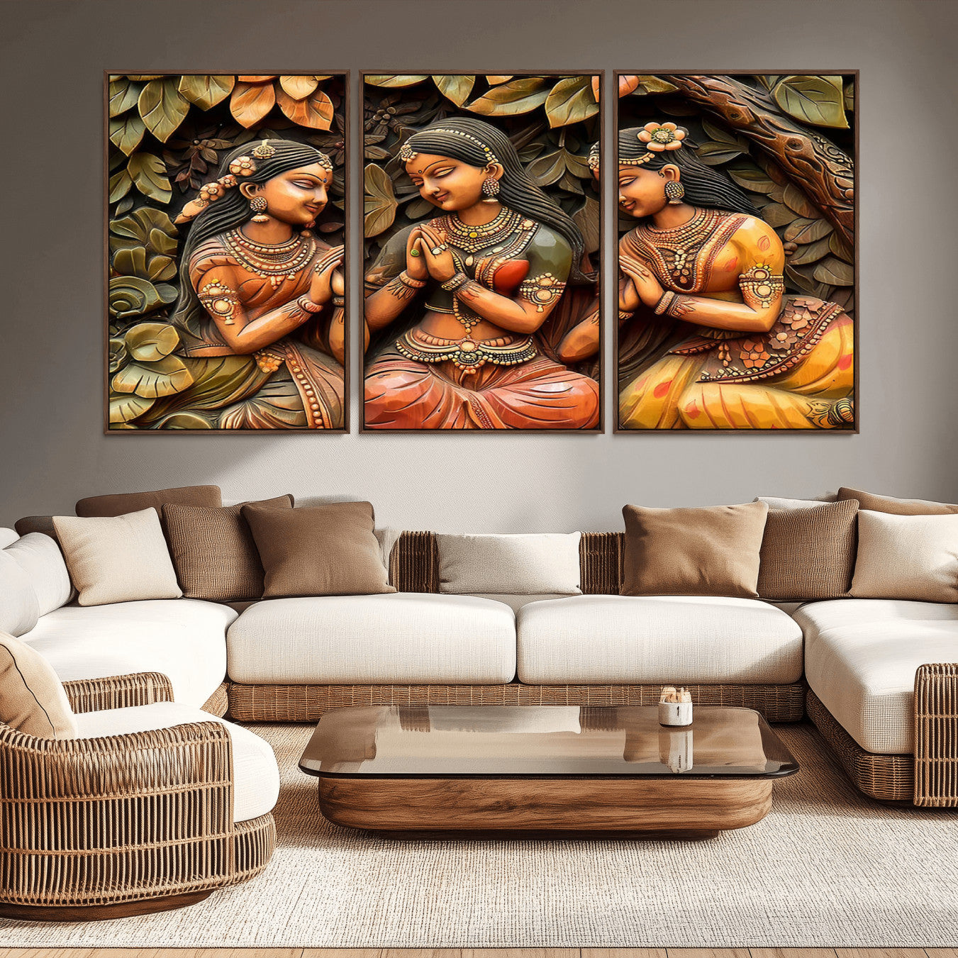 12926-MGV-CV-36X24-Indian Woman Statue Wall Art Canvas Print