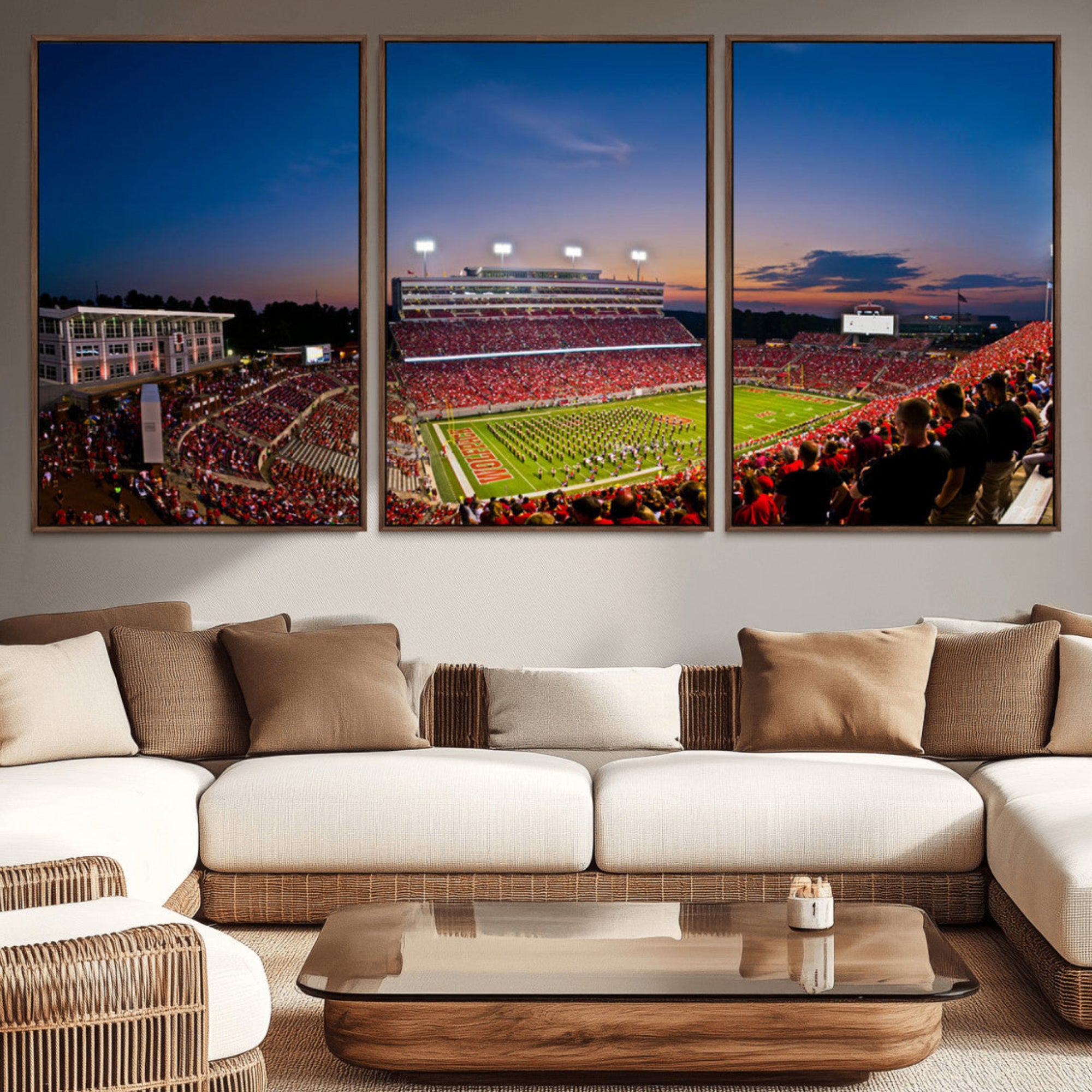 33313-MGV-CV-36X24-NC State Wolfpack Football Team Print - Raleigh Carter-Finley Stadium Wall Art Canvas Print