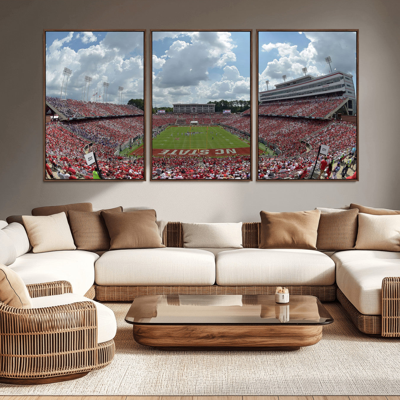 -NC State Wolfpack Football Team Print Canvas- Raleigh Carter-Finley Stadium Wall Art Canvas Print