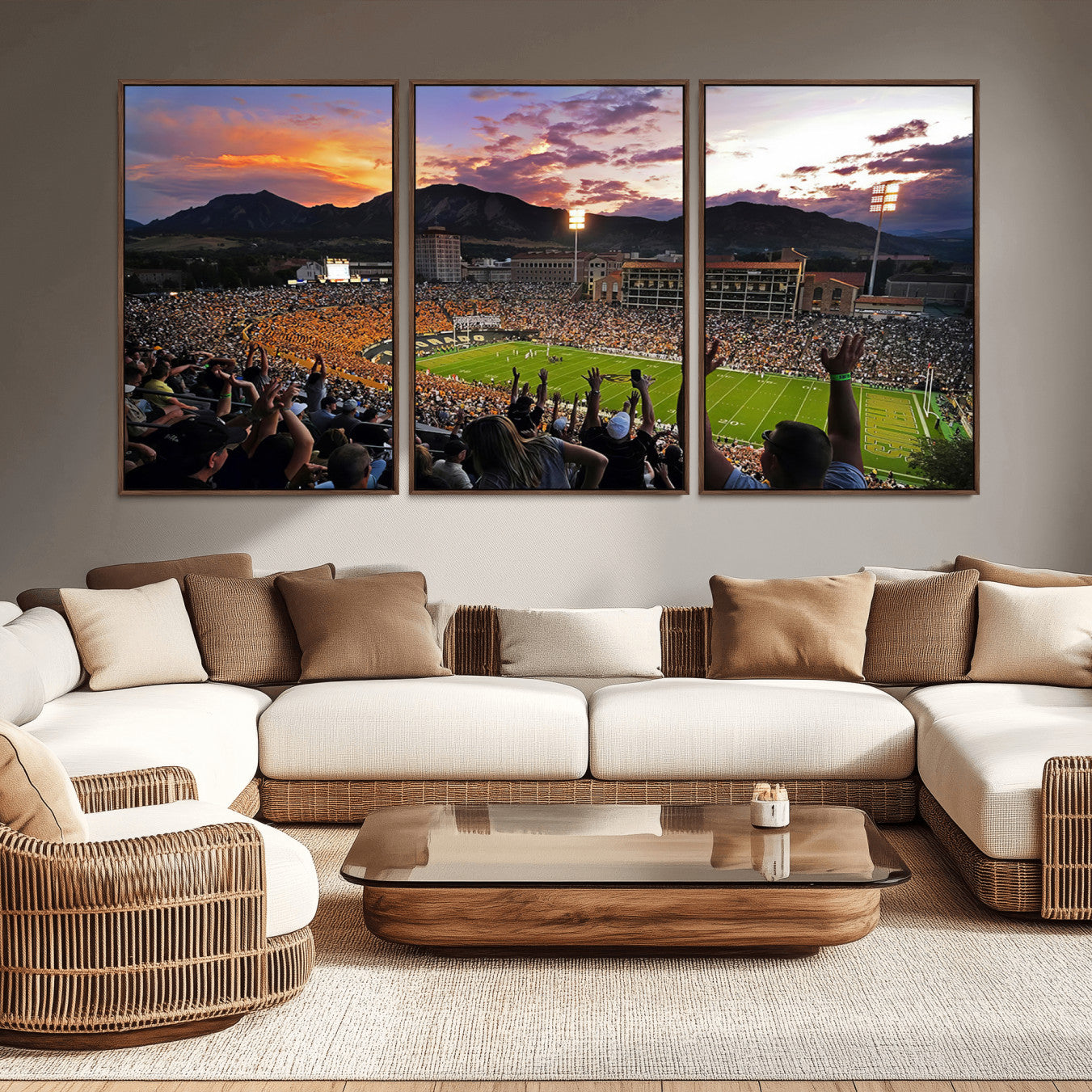 -Framed Colorado Buffaloes Football Team Print - Boulder Folsom Field Stadium Wall Art Canvas Print