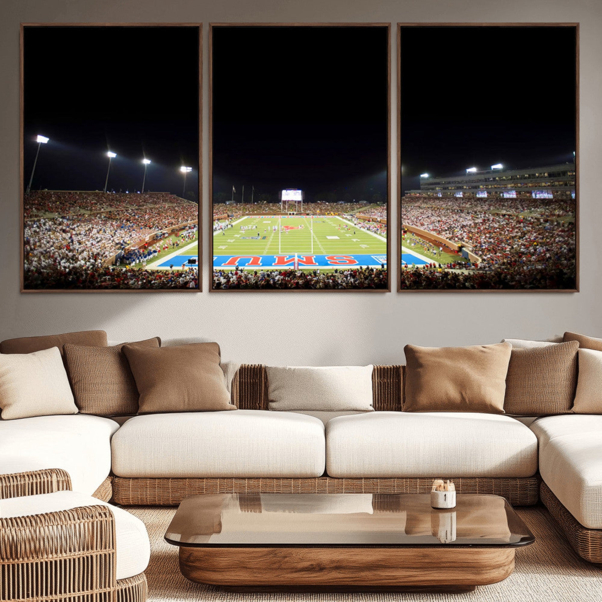 87912-MGV-CV-36X24-SMU Mustangs Football Team Print - Dallas Gerald J. Ford Stadium Wall Art Canvas Print