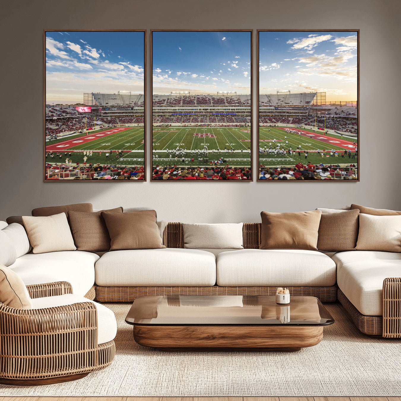 -Framed Houston Cougars Football Team Print - Houston TDECU Stadium Wall Art Canvas Print