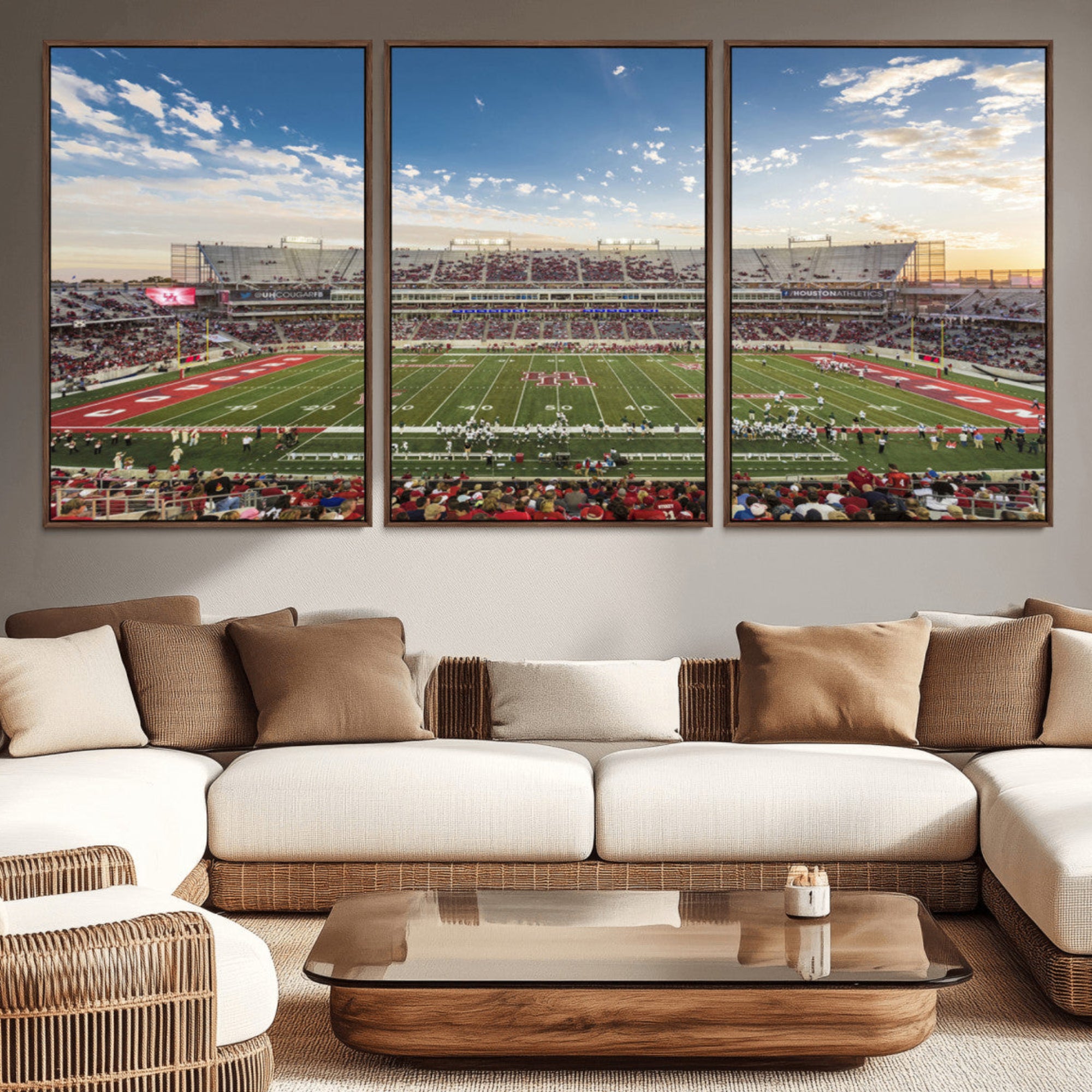 36612-MGV-CV-36X24-Framed Houston Cougars Football Team Print - Houston TDECU Stadium Wall Art Canvas Print